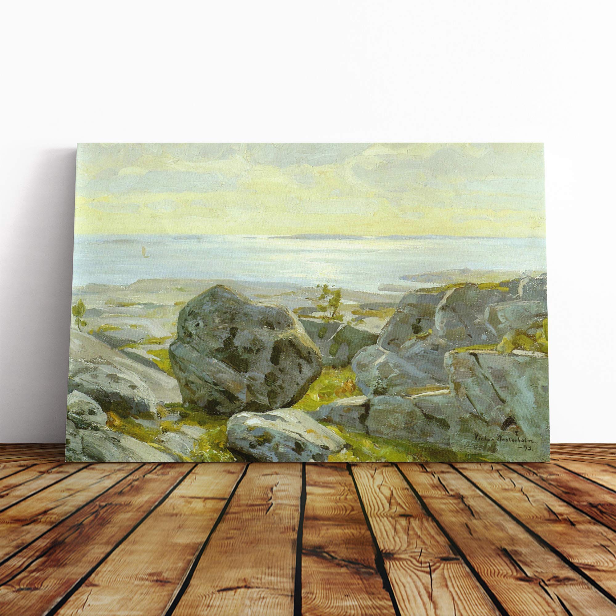 Victore Westerholm Beach Landscape Island Canvas Print | Gallery Wrapped 30mm Frame Wall Art | 30x20 inches | Ready to Hang | Modern Seascape Picture | Living Room Bedroom Lounge Office