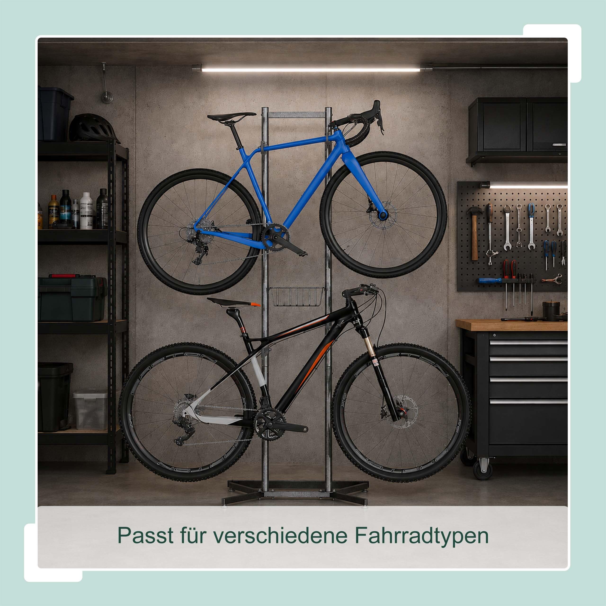 Relaxdays Fahrradständer, 2 Fahrräder, MBT, Rennrad, E-Bike, schwarz