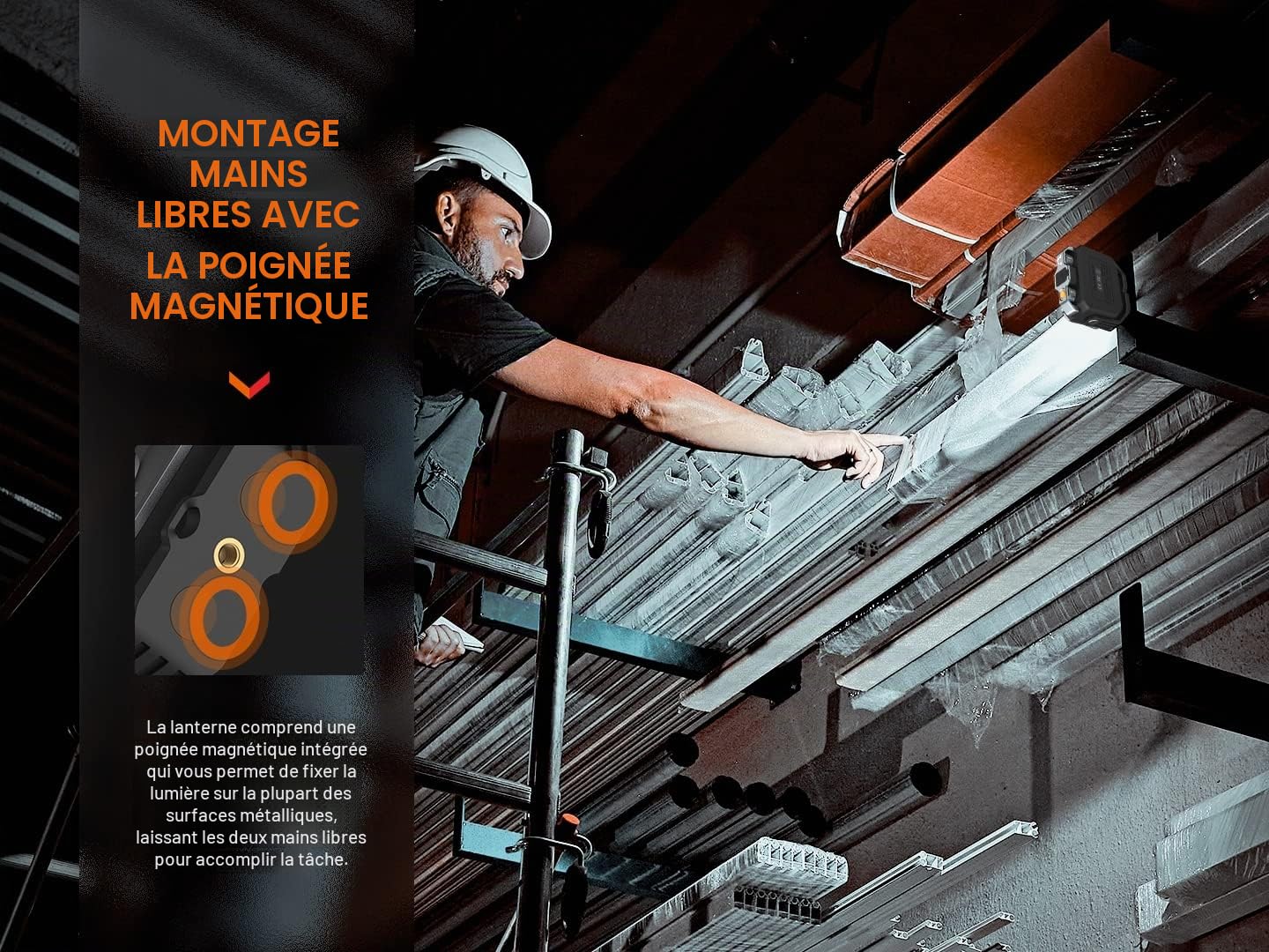 Fenix CL28R Lanterne de travail et d'extérieur rechargeable | 2000 lumens | 58 m | 360 heures max | contrôle de la température de couleur en continu | poignée magnétique | montage sur trépied | 10 000
