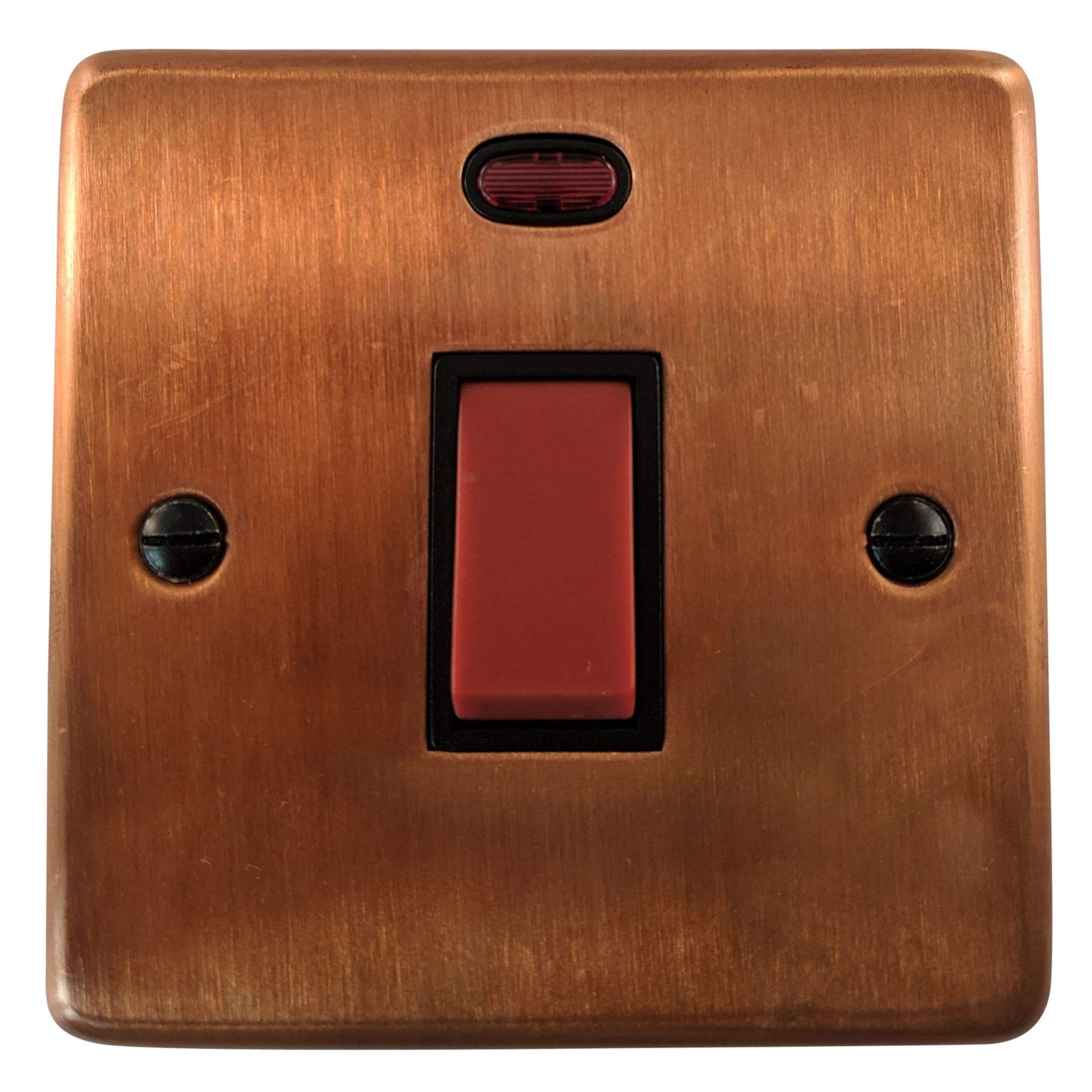 G&H Brassware Copper G&H Ctc46b Standard Plate Tarnished 45 Amp Dp Cooker Switch & Neon Single Plate