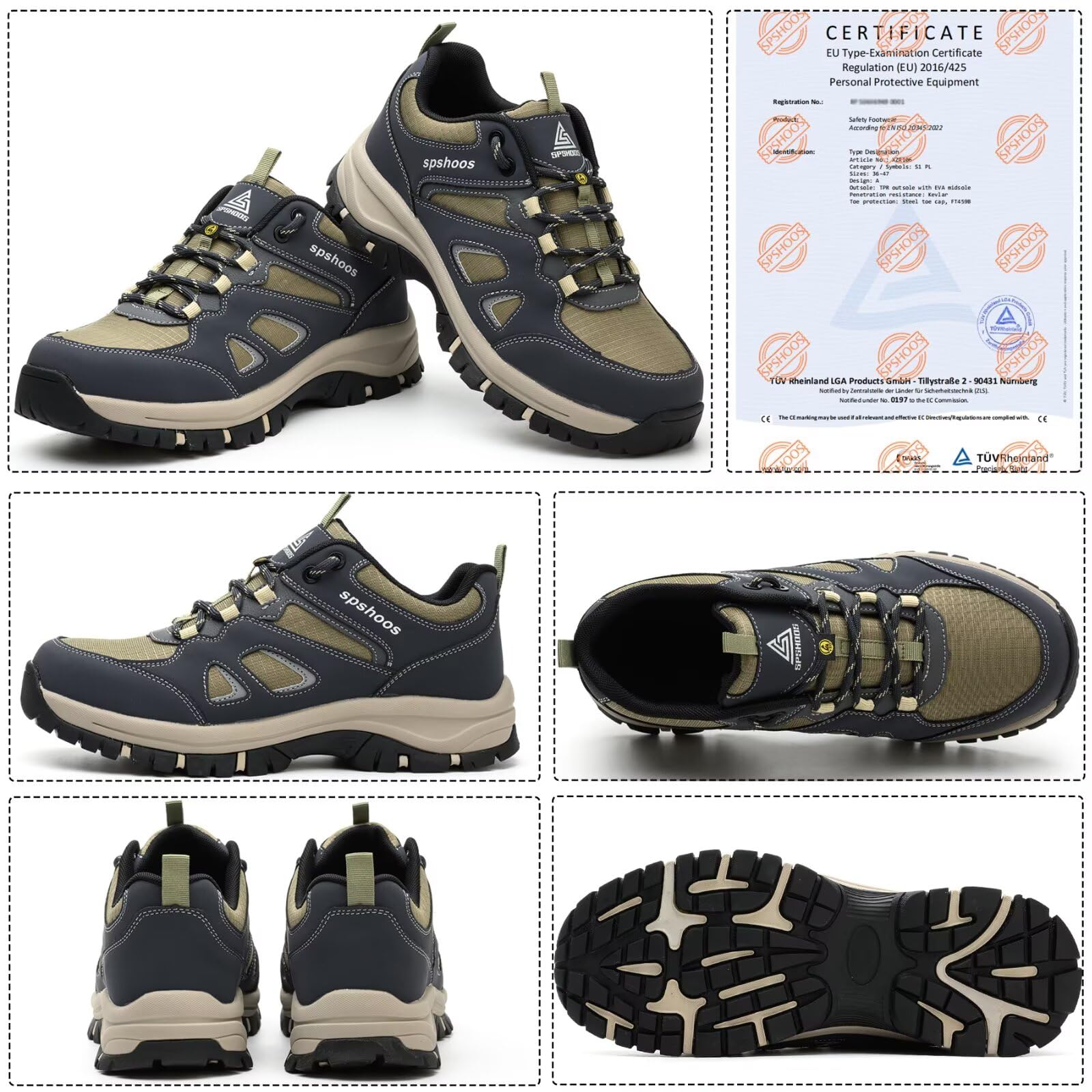 Scarpe Antinfortunistiche Uomo Donna S1P Scarpe da Lavoro ESD Leggere Antiscivolo con Punta in Acciaio Traspiranti Comode