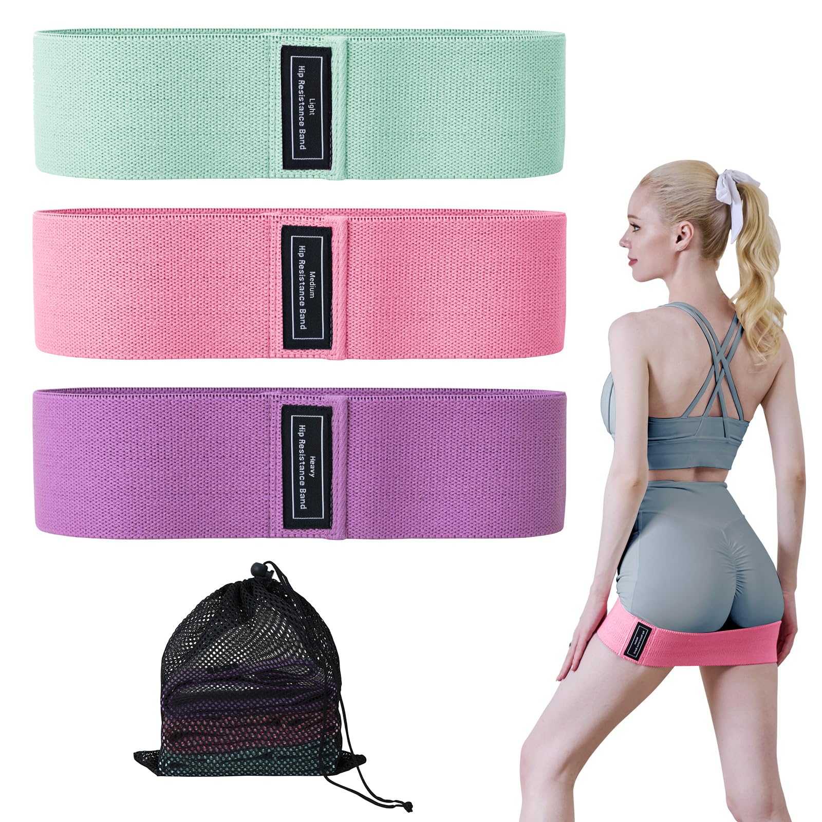 Professional Fabric Resistance Bands 3 Level Booty Glute Fitness Loops 3 Pcs