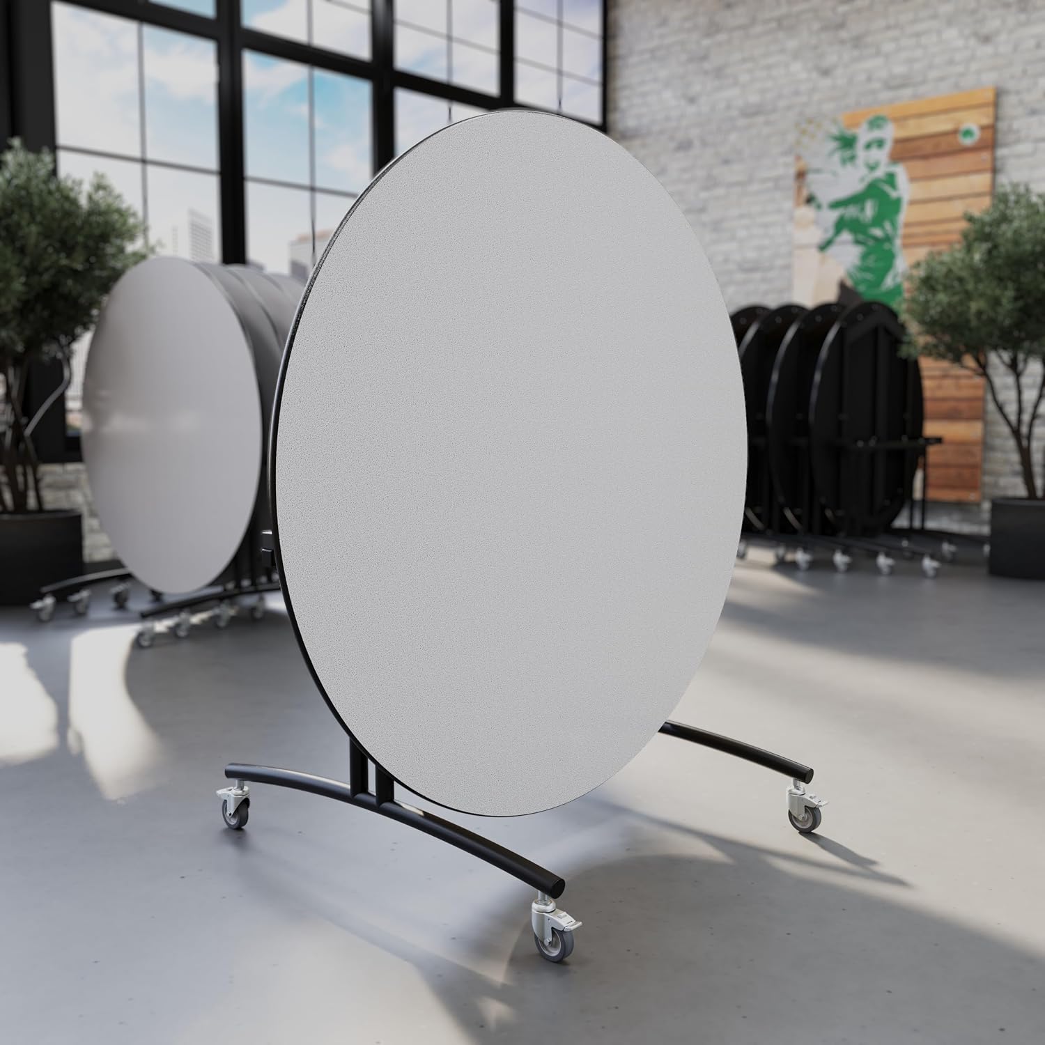 Palmer Hamilton Mobile Flip Top Table, 60" Round Table with Casters, Commercial Grade, Durable & Space-Saving for Office, School, Breakroom, Cafeteria, Conference Room, Easy to Store, Made in The USA