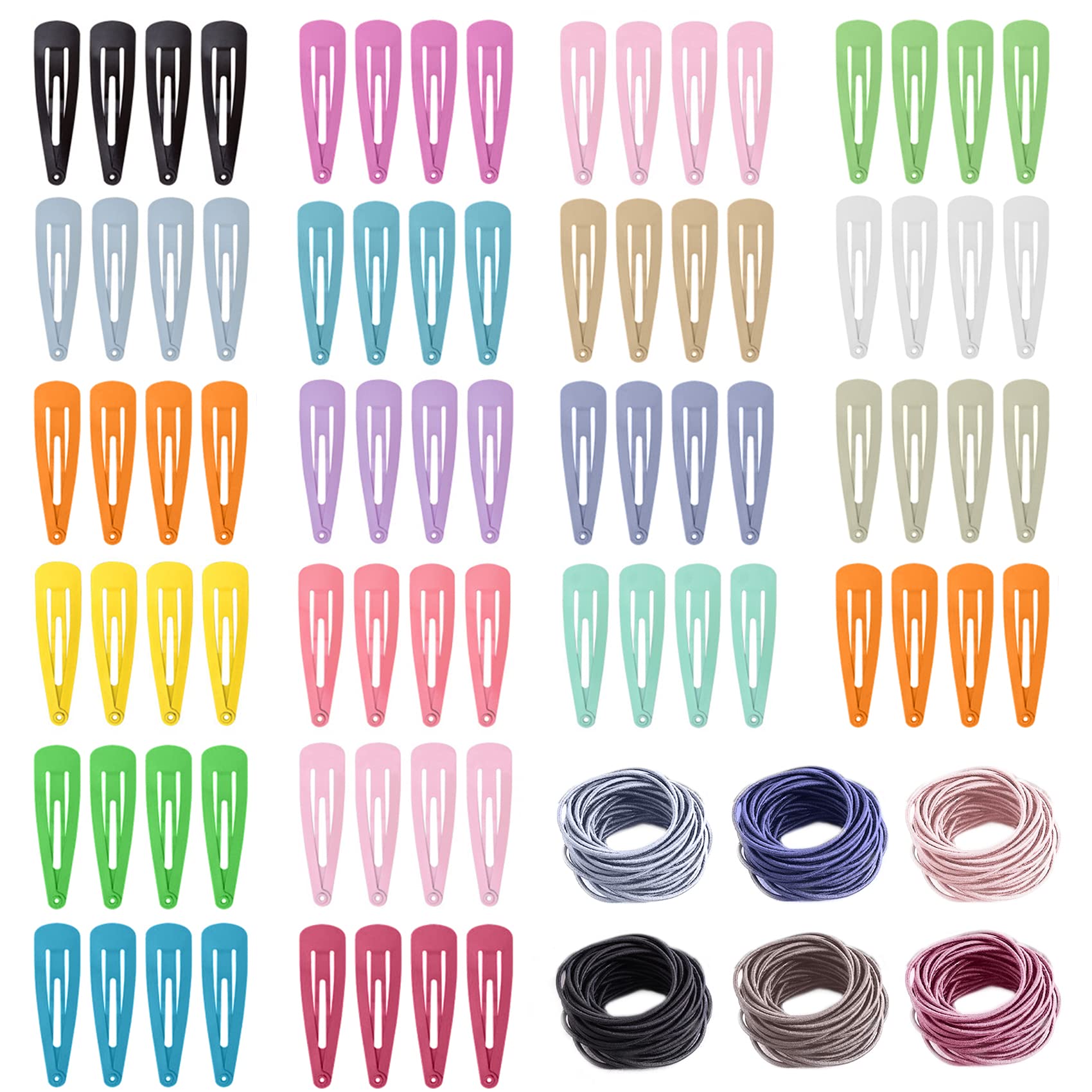 Olakin Hair Bobbles and Hair Clips Set [180 Pieces], 80 Snap Metal Hair Clips, 100 Elastic Hair Bands, BB Hair Clips, Ponytail Holder, Hair Accessories, for Girls, Men, Women