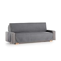 Textilhome Copridivano 3 Posti con Braccioli Adele – Copri Divano Trapuntato Reversibile Universale Gray | Savadivano Antigraffio per Gatti, Antimacchia