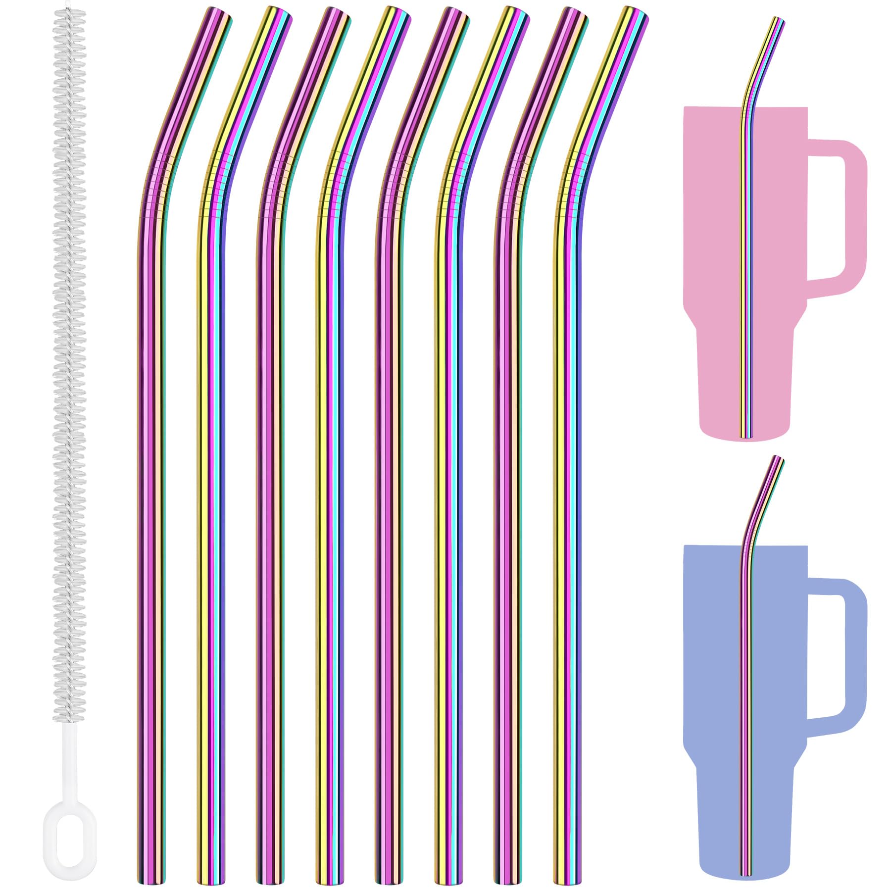 Pailles en acier Stanley 1,2L Tomorotec lot de 8 irisées coudées