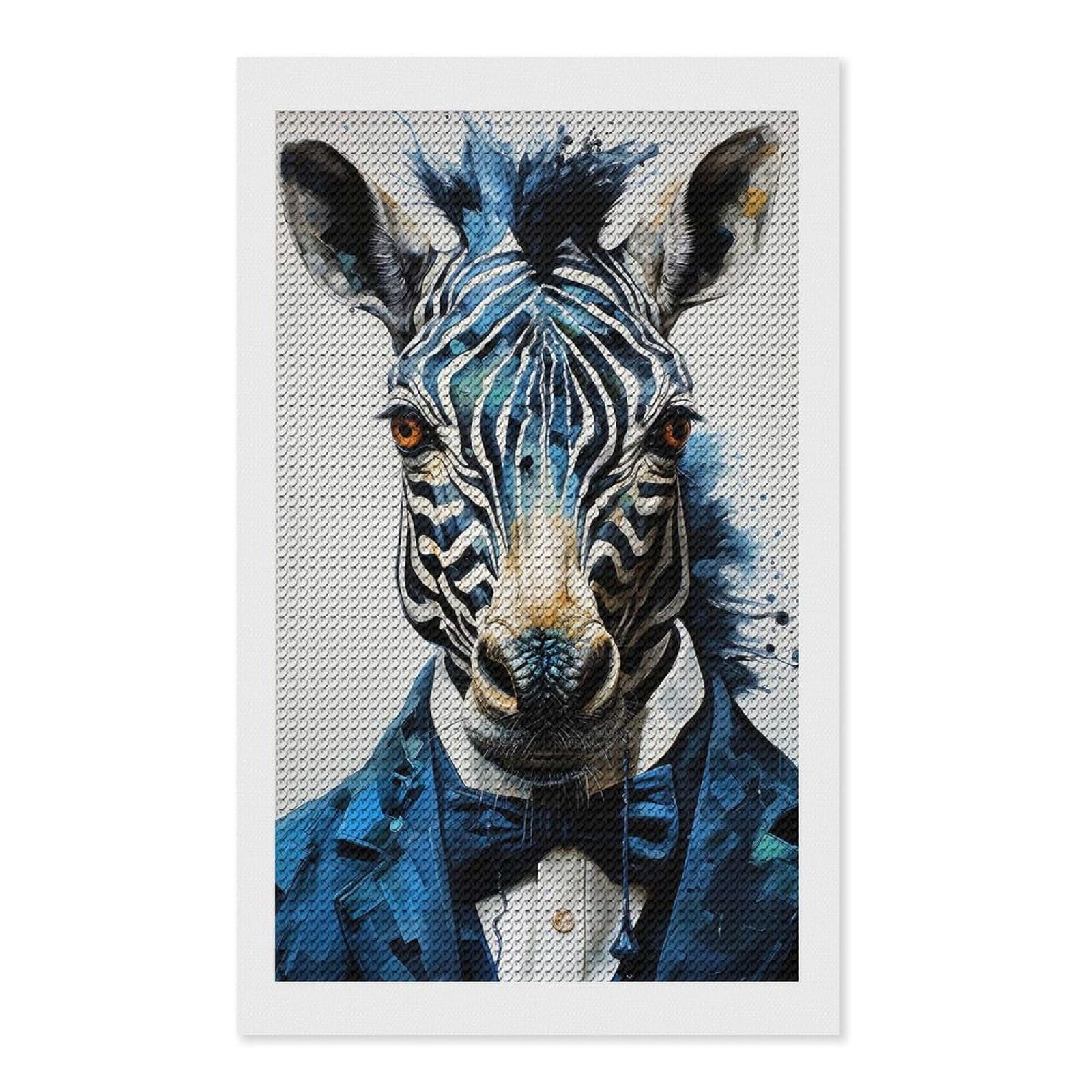 Junmoney Animal Zebra Round Drill Diamond Painting 12"x20", for Adults, Creative Leisure Activity, Office Decor, Holiday Gift Idea