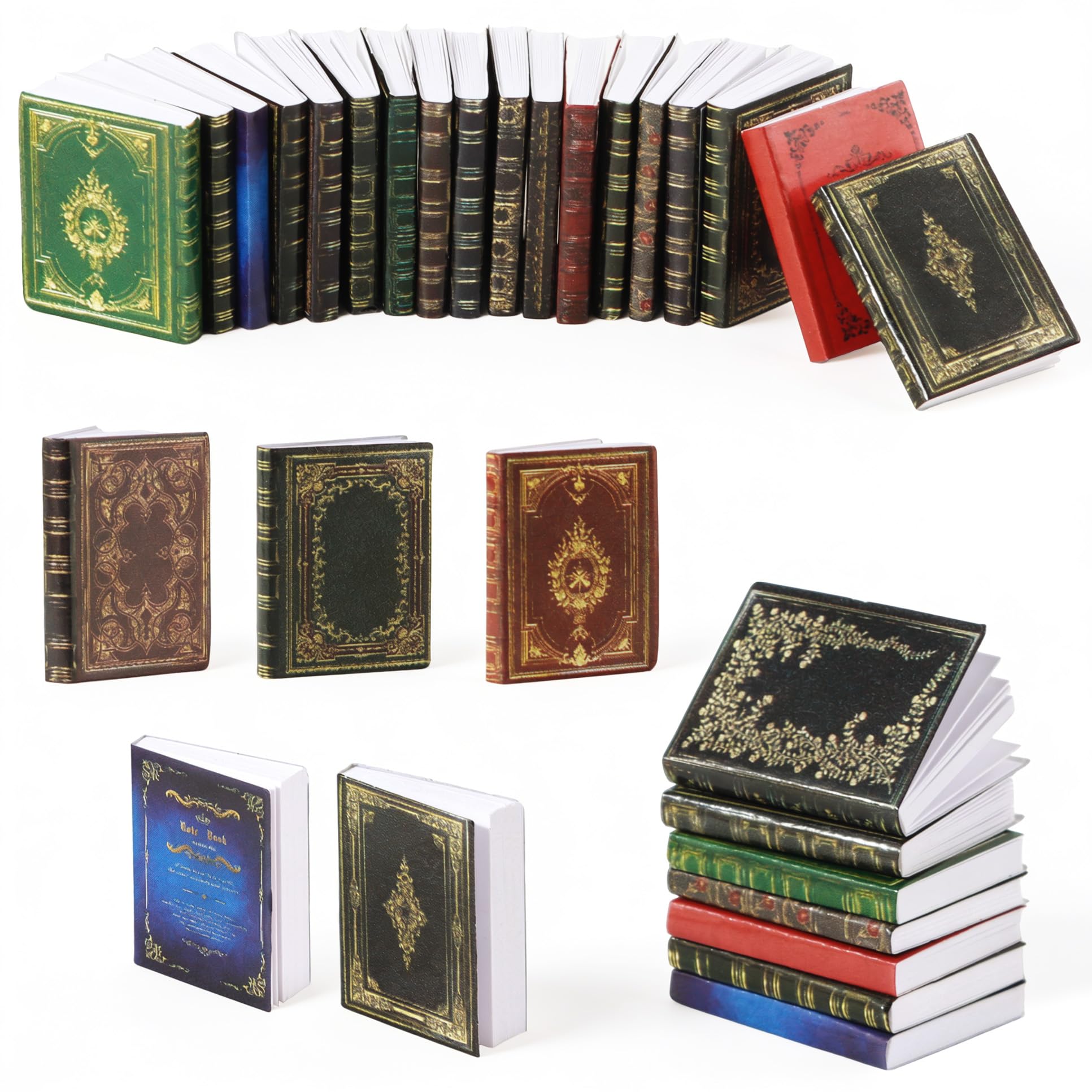 24 Piezas Miniatures Libros para Casa De Muñecas, 1:12 Mini Modelo de Libros, Accesorios de Decoración para Dormitorio y Biblioteca de Casa de Muñecas