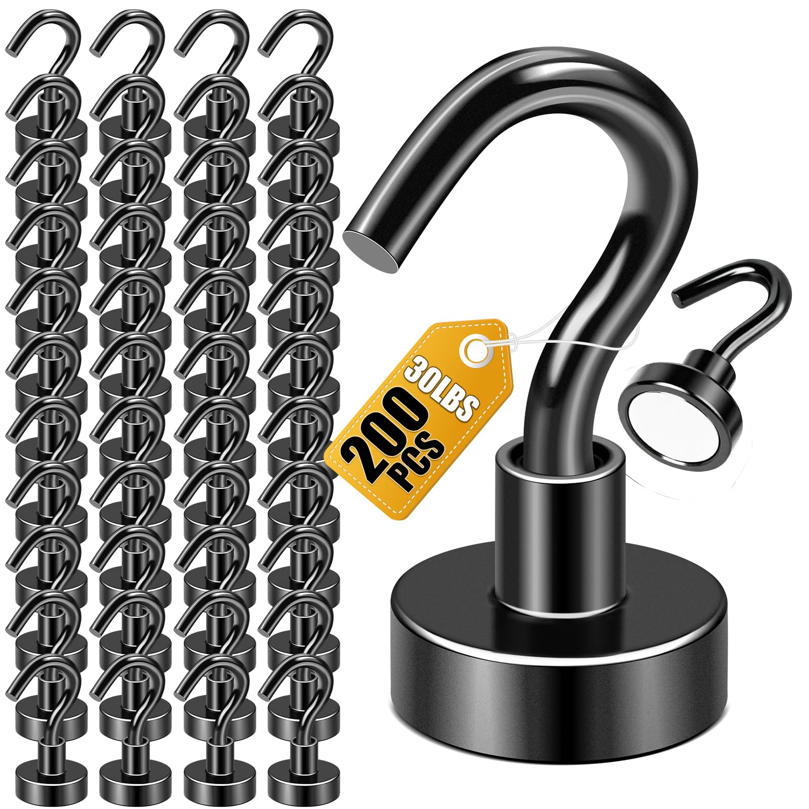 DIYMAG Magnetic Hooks 200pcs 30lbs Cruise Essentials 2026 Magnet Hook Black