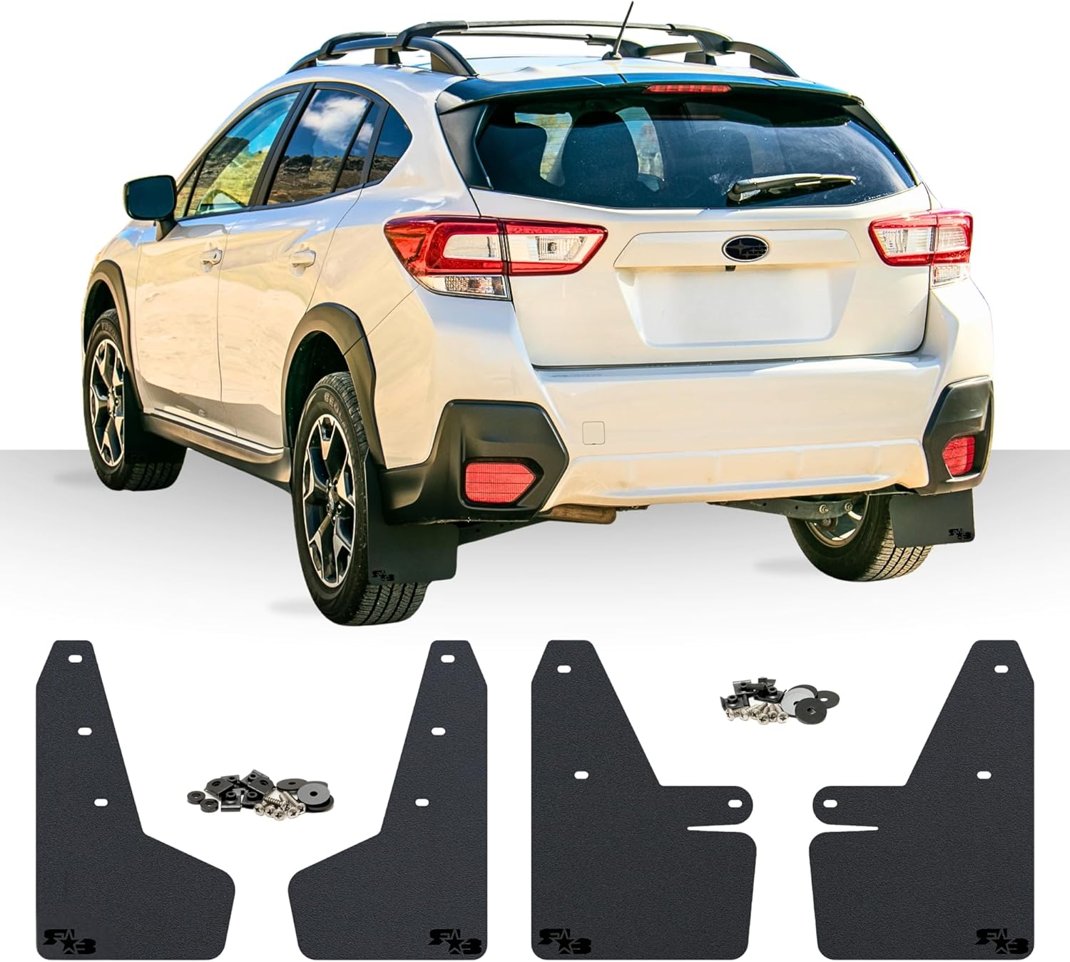 Rokblokz Mud Flaps for 2018-2023 Subaru Crosstrek - Multiple Colors Available - Mud Guards are Custom Cut and Fit - Includes All Mounting Hardware (Black with Black Logo)