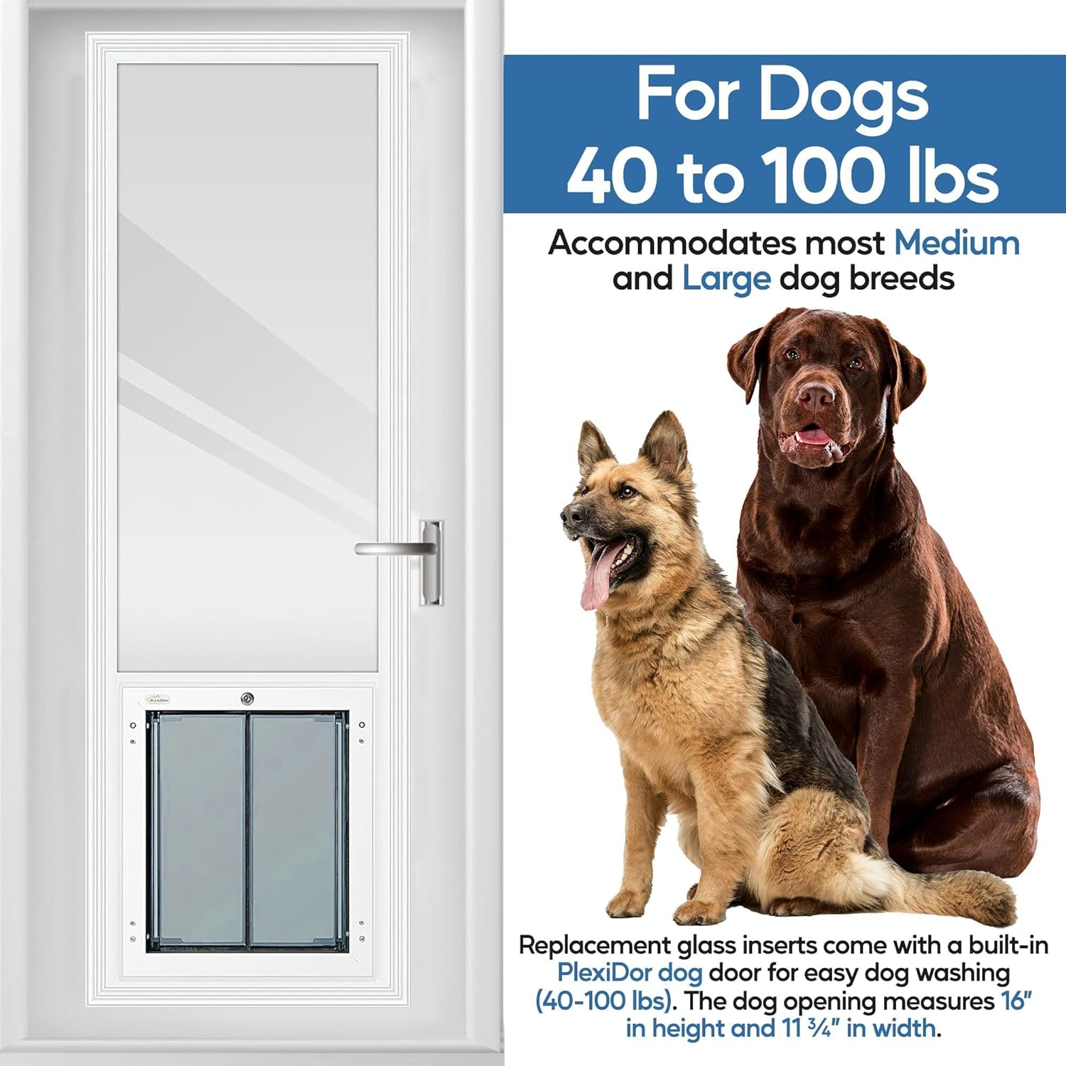 PlexiDor Dog Door Low E Glass Insert for French Doors - Energy Efficient Pet Door