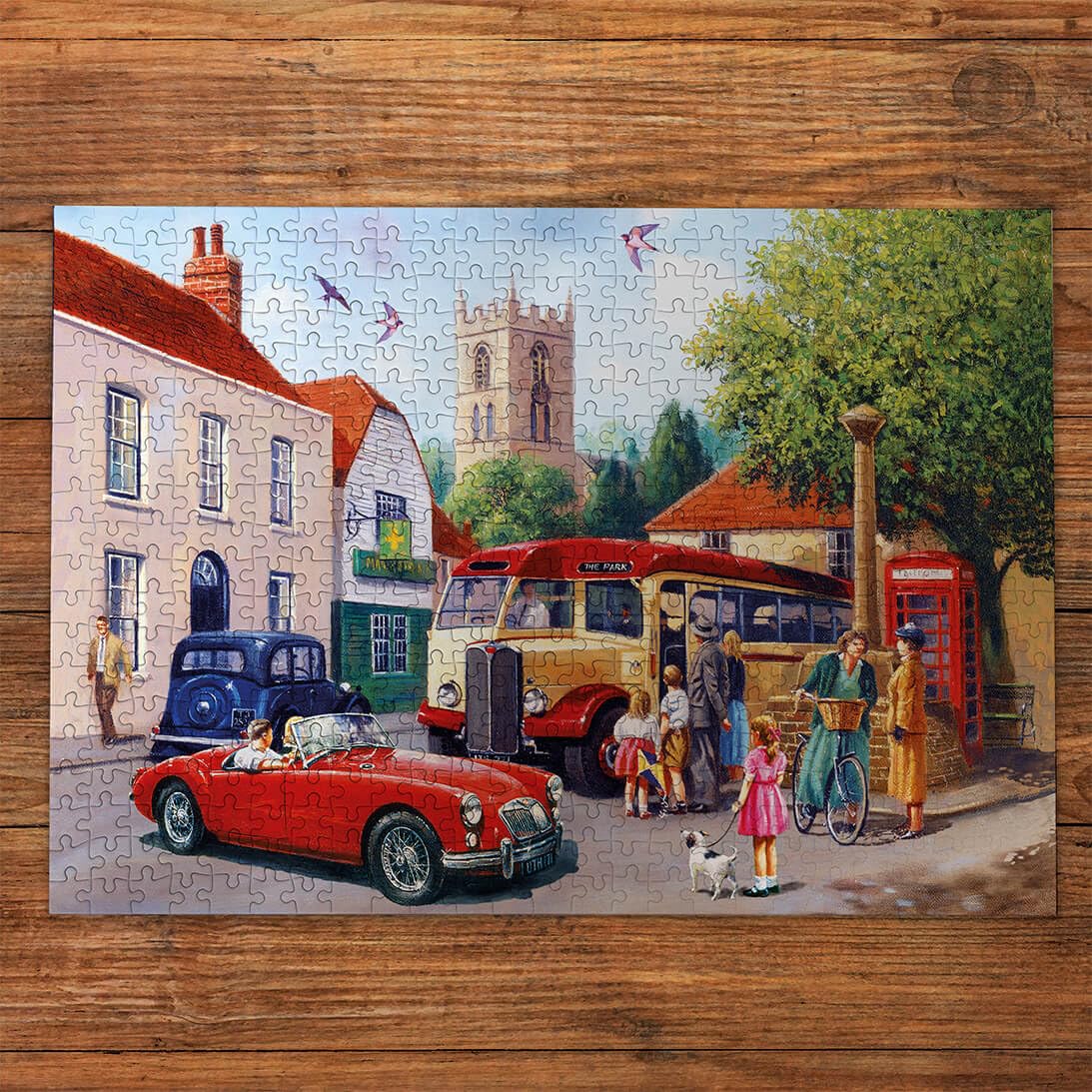 Gibsons Touring the Town 500 Piece Jigsaw Puzzle for Adults, Classic British Motoring Scene by Kevin Walsh - Image 2