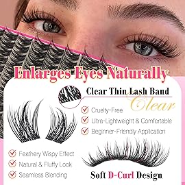 Manga Lash Clusters Kit Natural Anime Lashes Eyelash Extensions Eye Lashes Natural Looking with Lash Brush DIY Lash Extension Kit Eyelashes Natural Look Individual Lashes Kit For Beginners (No Glue)