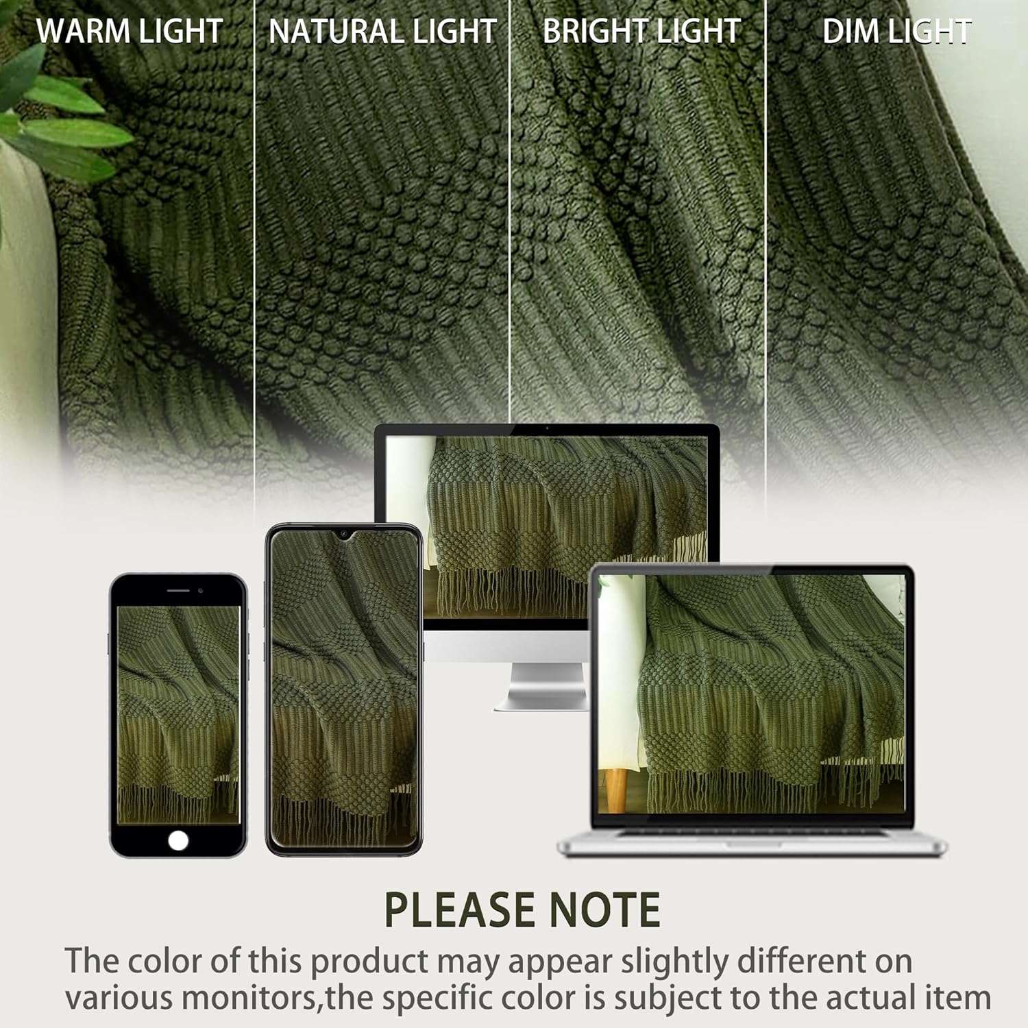 Blagic Knitted Throw Blanket for Couch, Bed and Sofa. Super Soft Blanket with Tassels, Dark Green Throw Blanket, 50 x 60 Inches Lightweight & Cosy Home Decor - Image 2