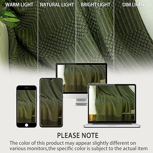 Miniatura 2 de Blagic Manta de Tiro de Punto para Sofá, Cama y Sofá. Manta Súper Suave con Borlas, Manta de Tiro Verde Oscuro, 50 x 60 Pulgadas, Ligera y Acogedora