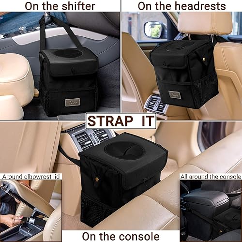 Miniatura 6 de Creathing - Bote de basura para coche, impermeable, con tapa, consola o asiento