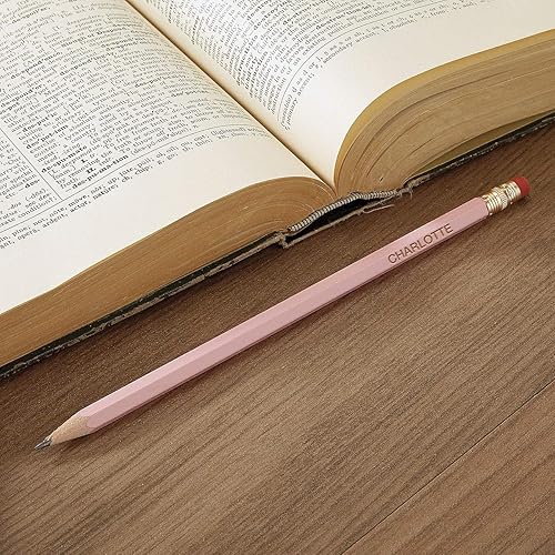 Miniatura 5 de Lillian Vernon Lápices pastel personalizados, juego de 12 lápices de madera dura #2 con nombre grabado con láser, suministros escolares