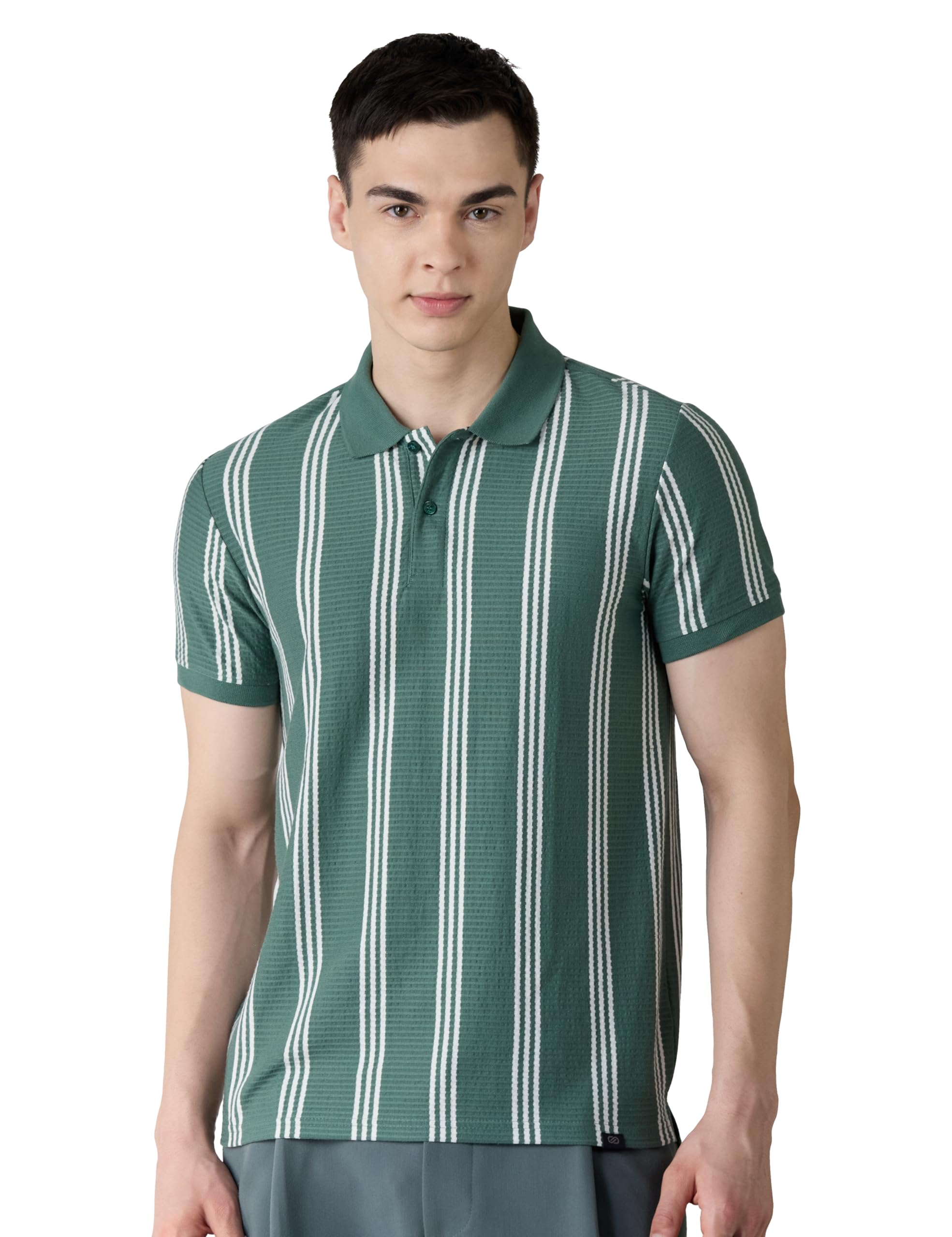 amazon brand - symbol Men Cotton Rich Textured Striper Polo Tshirts | Regular Fit | Half Sleeves - Available in Plus Sizes-picture-42