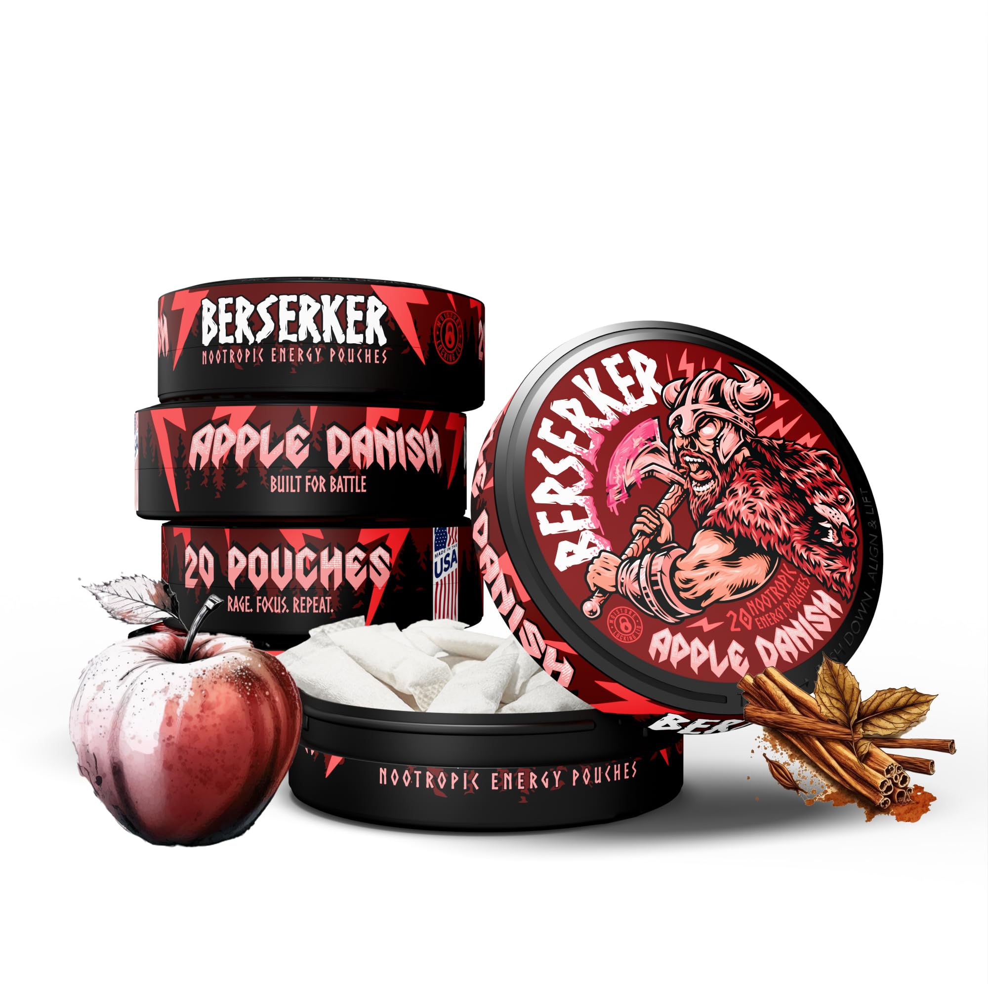 Amazon.com: Berserker Focus Pouches - Apple Danish - Caffeine Amazon.com: Berserker Focus Pouches - Apple Danish - Caffeine