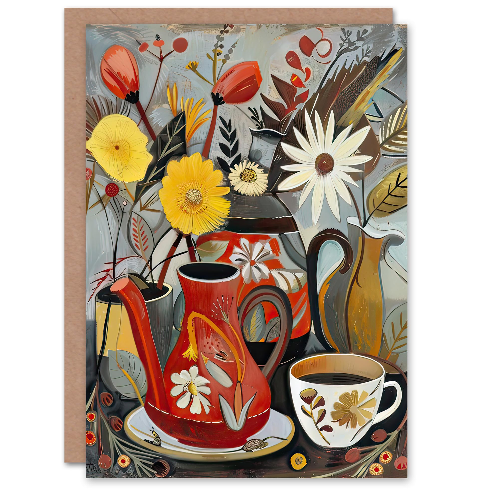 Artery8 Wildflower Bouquet Vase Painting Art Card