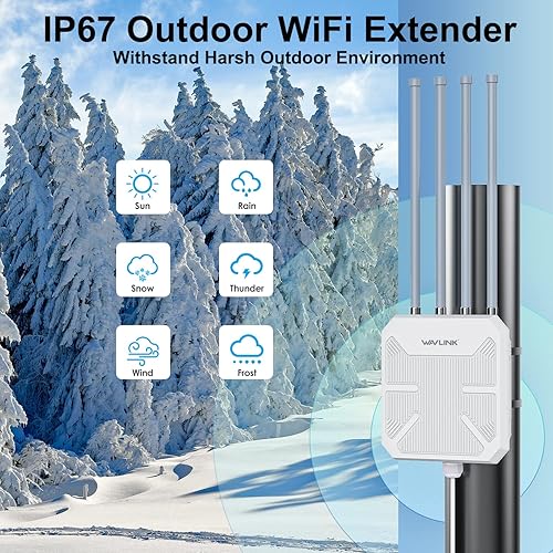 Miniatura 3 de WAVLINK Extensor WiFi 6 para exteriores AX1800 Extensor de alcance WiFi de alta potencia para exteriores resistente a la intemperie Punto de acceso
