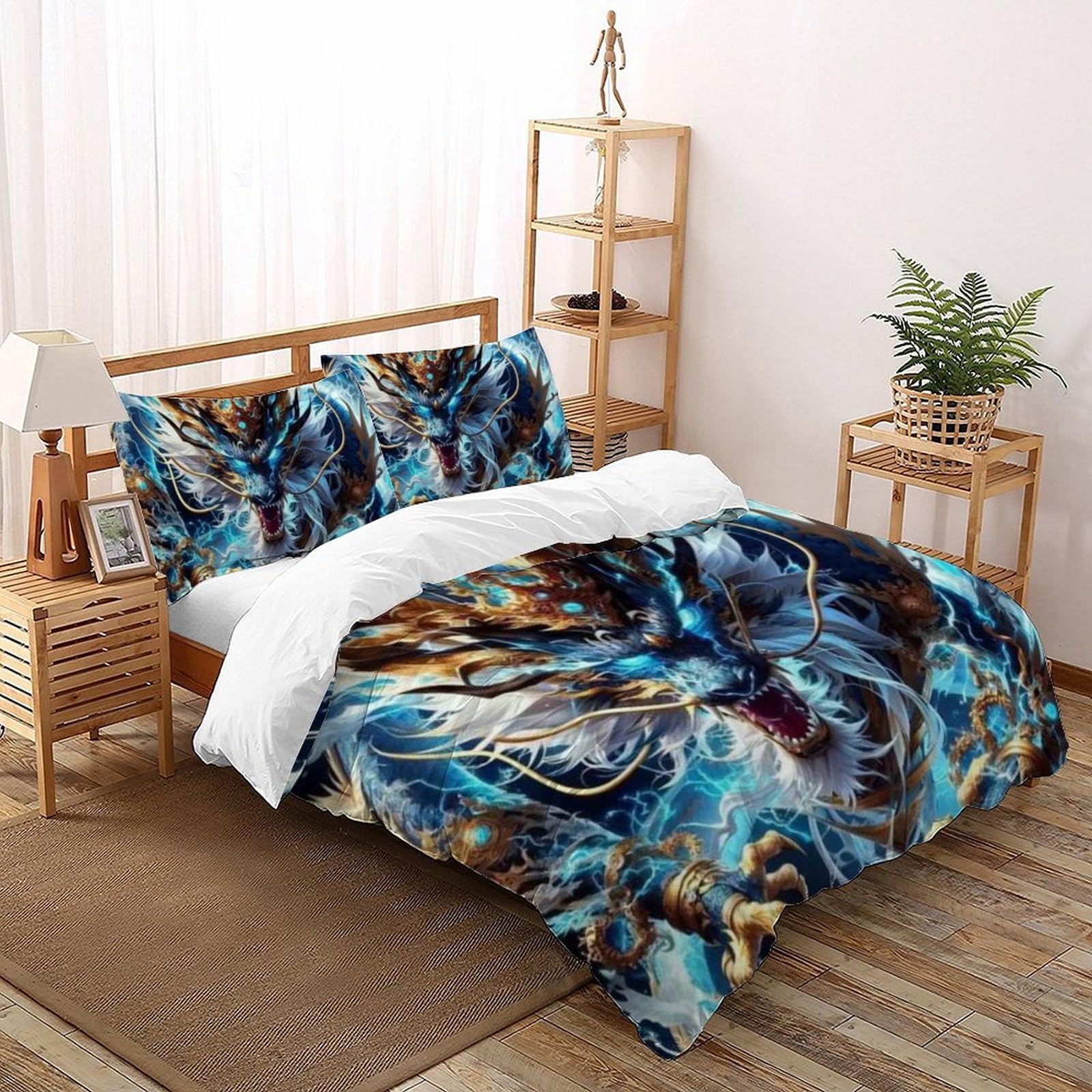 Housse de couette dragon violet 260x220 cm en microfibre imprimée 3D
