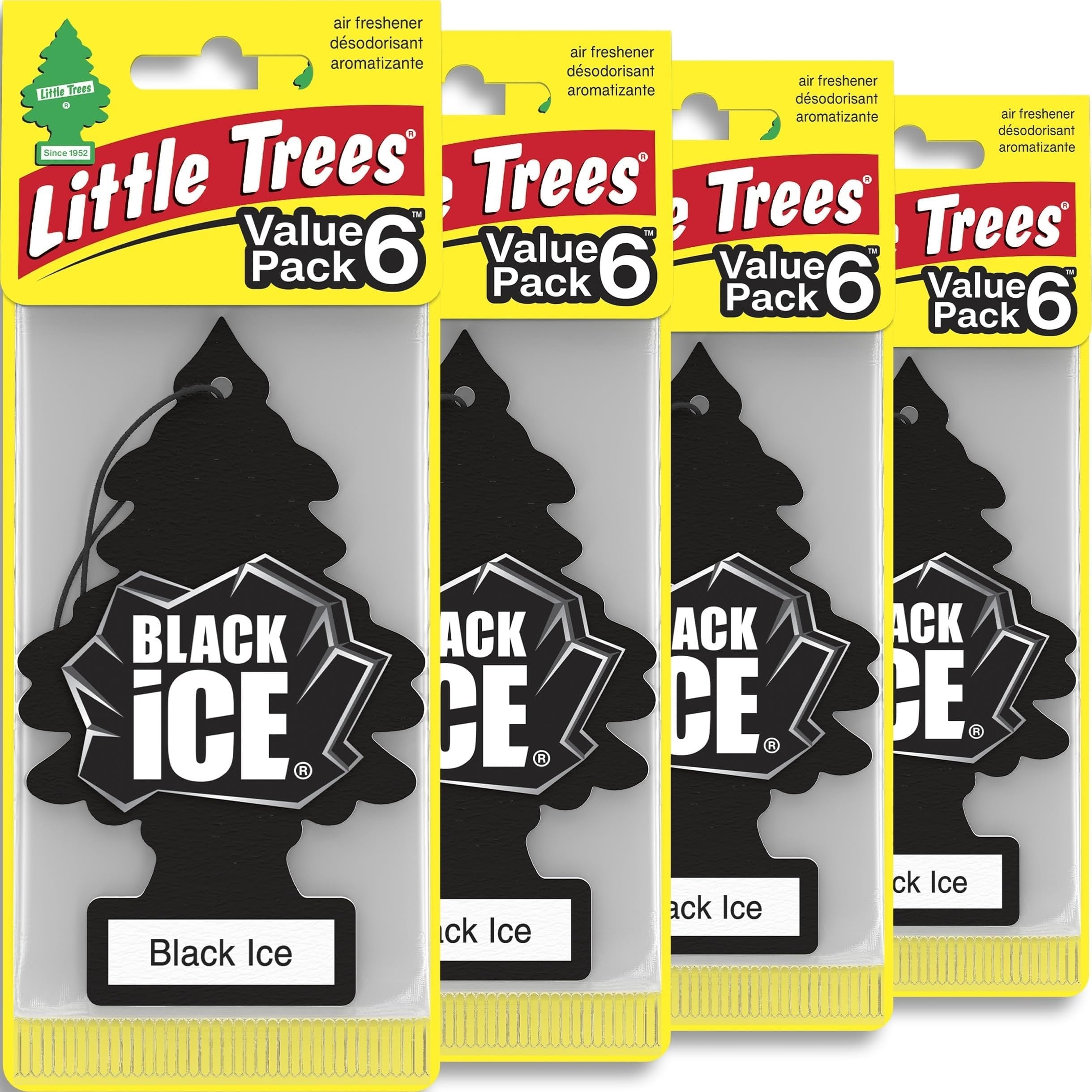 LITTLE TREES Car Air Freshener | Hanging Tree Provides Long Lasting Scent for Auto and Home | Black Ice, 24 Air Fresheners