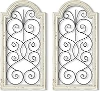 Barnyard Designs 16x32 Rustic Farmhouse Window Frame Wall Decor, Vintage White/Black Hanging, Country Bedroom Accent, 2 Pack