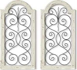 Barnyard Designs 16x32 Rustic Farmhouse Window Frame Wall Decor, Vintage White/Black Hanging, Country Bedroom Accent, 2 Pack