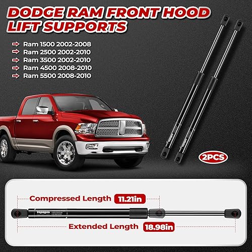 Miniatura 3 de 2 soportes de levantamiento a gasolina para capota amortiguador con resorte de puntal para Dodge Ram 150025003500