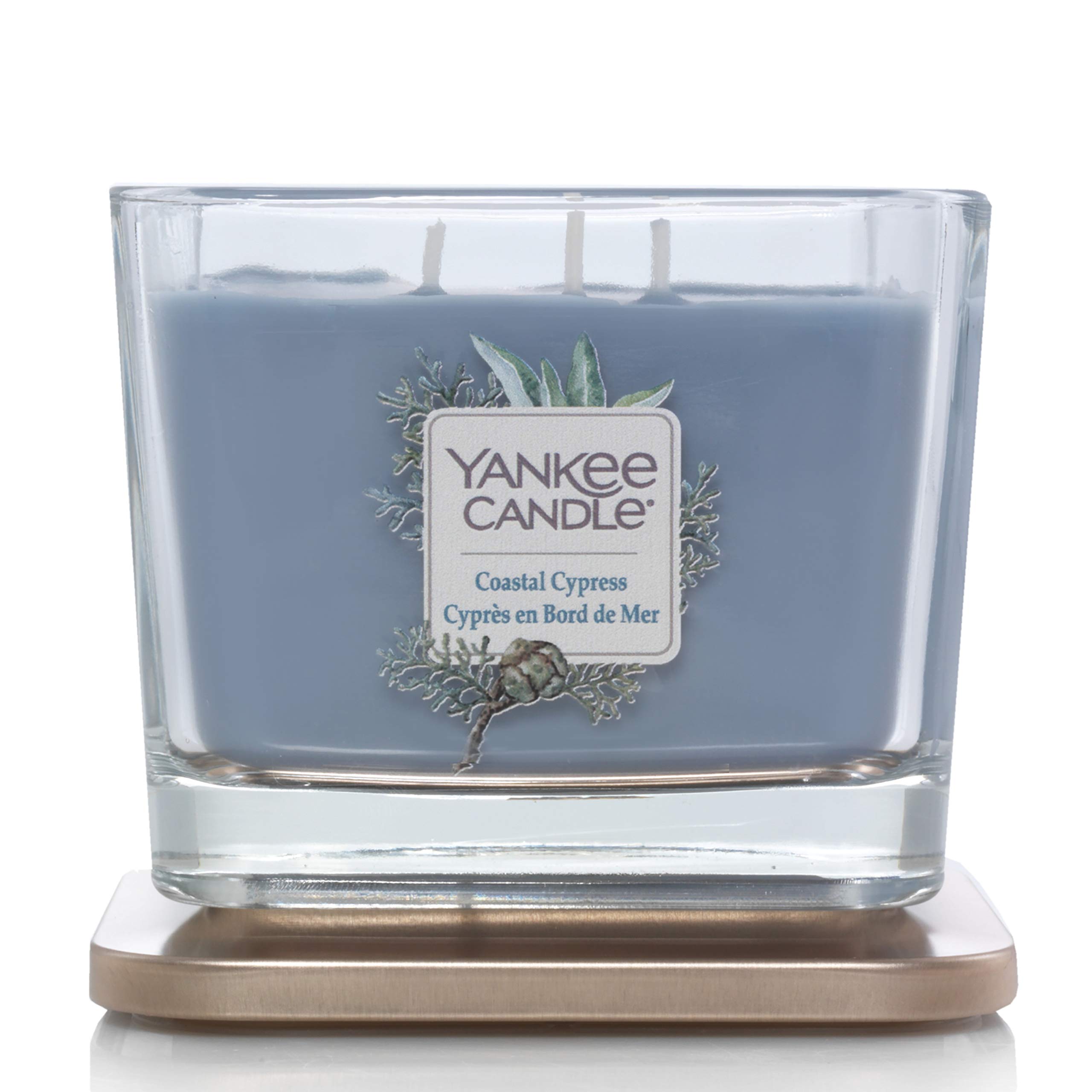 Yankee Candle Elevation Kollektion mit Plattformdeckel Mittlere 3-Docht-Quadratkerze, Coastal Cypress