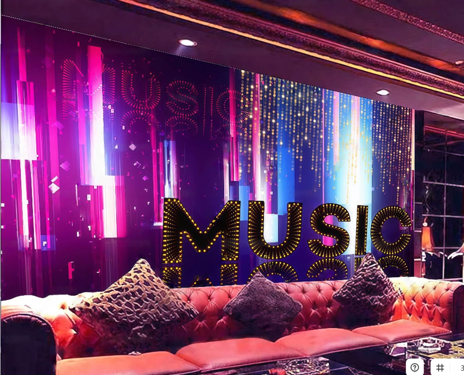 Rskjdghshd 3D Wallpaper Fashion Blue Purple Cool Streamer Music Dancing Theme Bar Western Restaurant Background Wall Mural Afternoon Tea Coffee Shop Wallpaper,,250X175cm