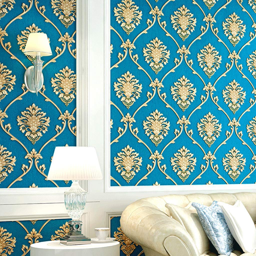 Papier peint salon 3D stéréo cyan en PVC étanche pour décoration moderne de chambre
