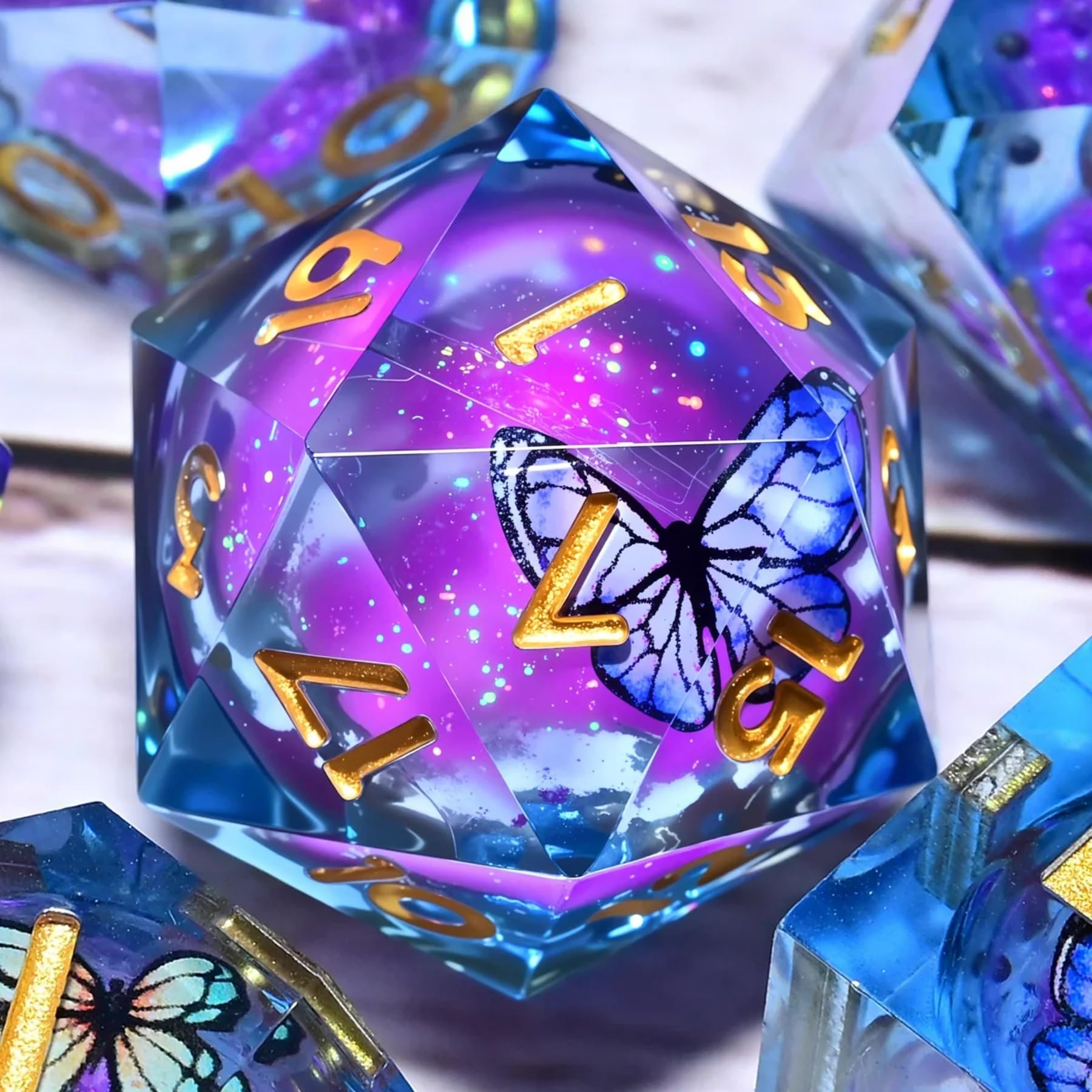 Liquid Core Dice Set Dungeons and Dragons D&D, Polyhedron DND Resin dice Set, Used for Role-Playing dice Magic Pathfinder Game DND dice Set (7 Pieces)