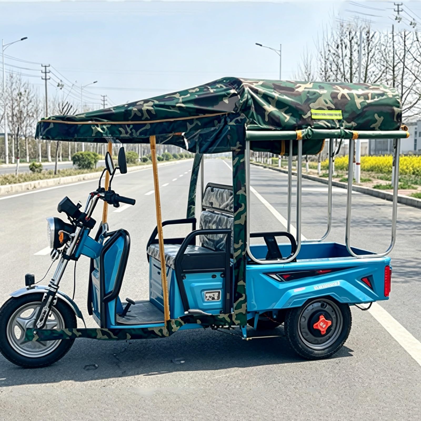 Wrysqbhjyb Black Electric Tricycle Canopy Cover, Waterproof Oxford Fabric Cargo Trike Rainproof Sunshade Awning, All-Weather Sun & Rain Shield(,120X90cm/47.2X35.4")