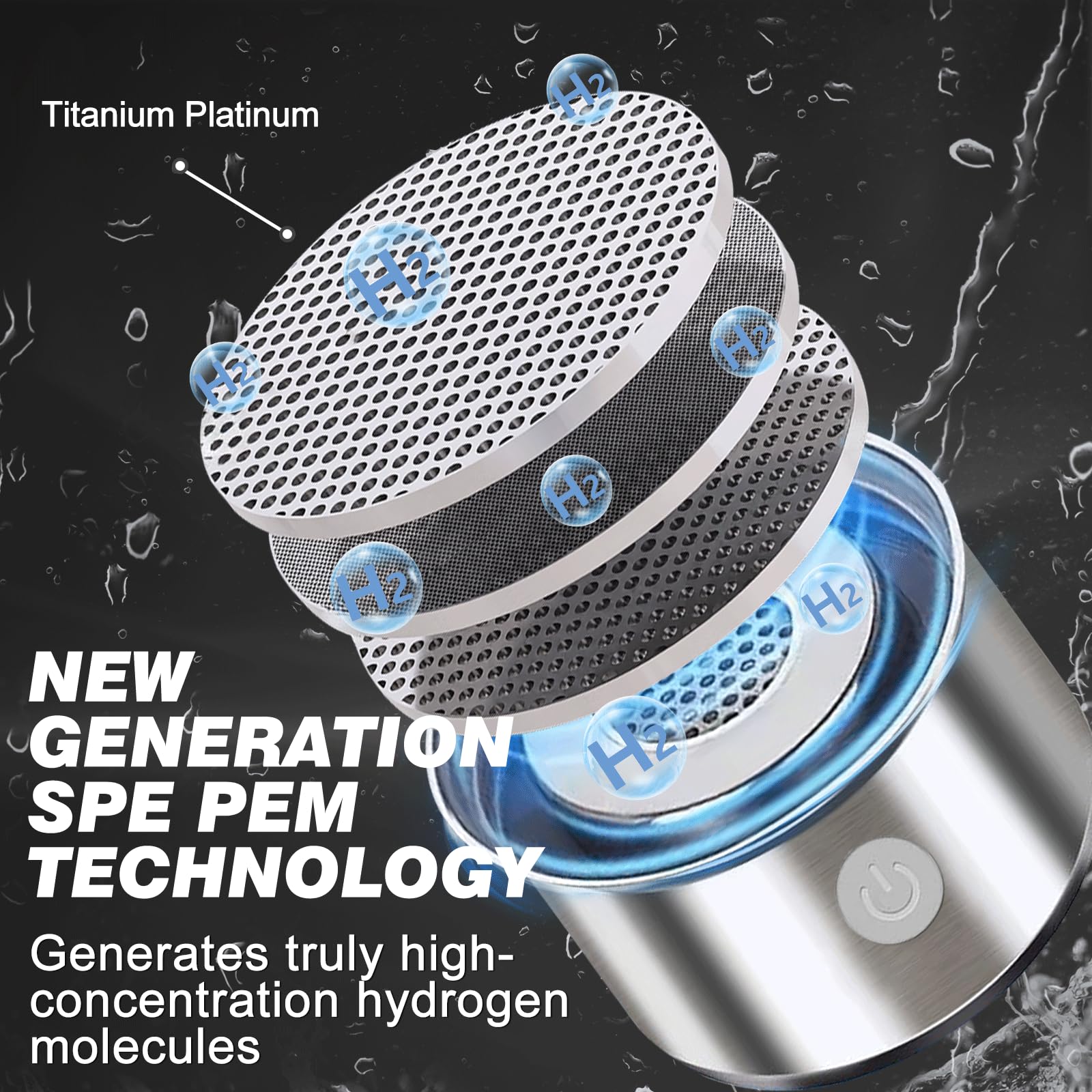 Botella de agua de hidrógeno rica en hidrógeno: tecnología SPE/PEM mejorada, botella portátil recargable de vidrio (adecuada para agua purificada y destilada)