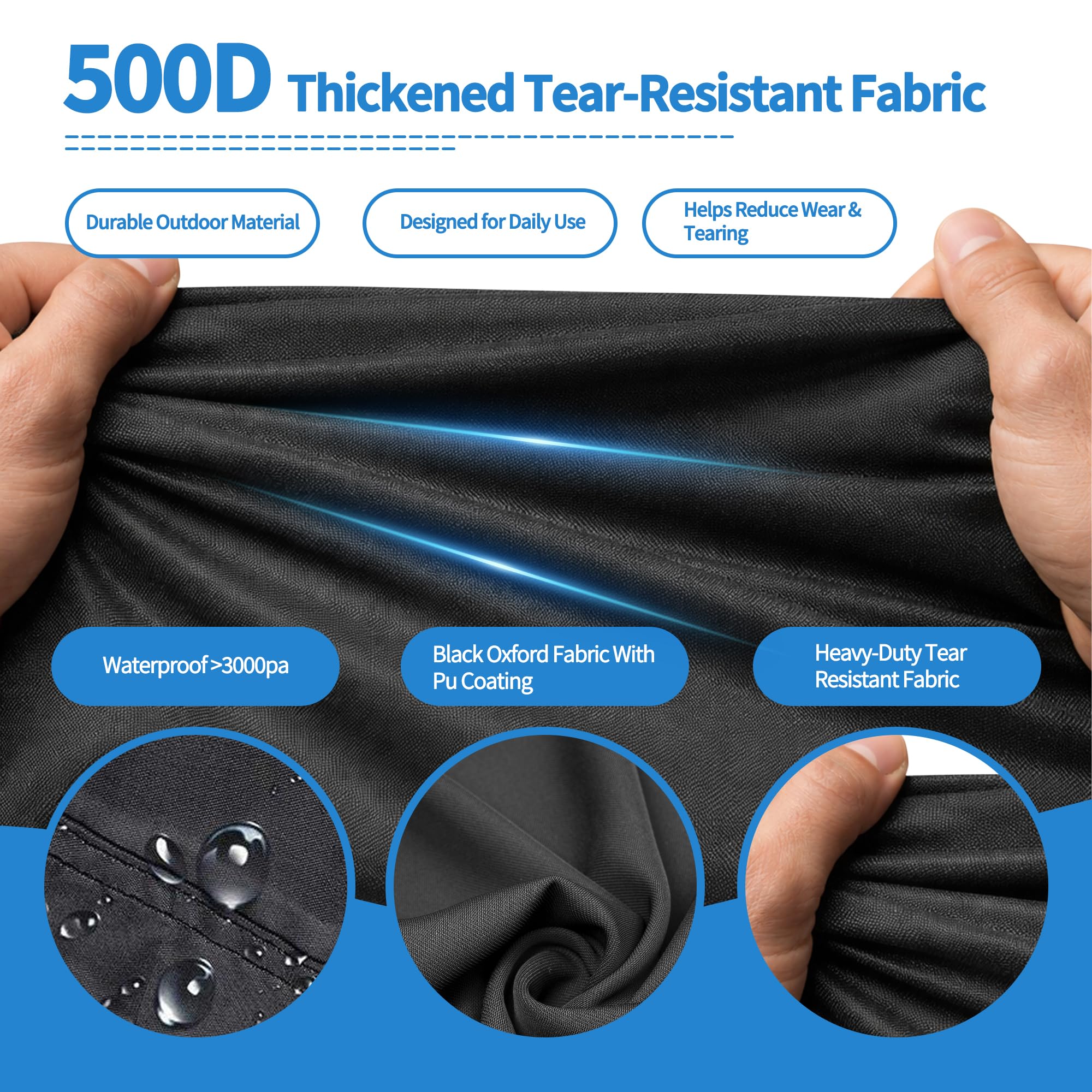 BâChe Ovale 500D pour Piscine Hors Sol, RéSistante Aux UV Et Aux DéChirures,245x440cm, Protection Coupe-Vent avec Bandes RéFléChissantes, ImperméAble Et RéSistante Aux IntempéRies.