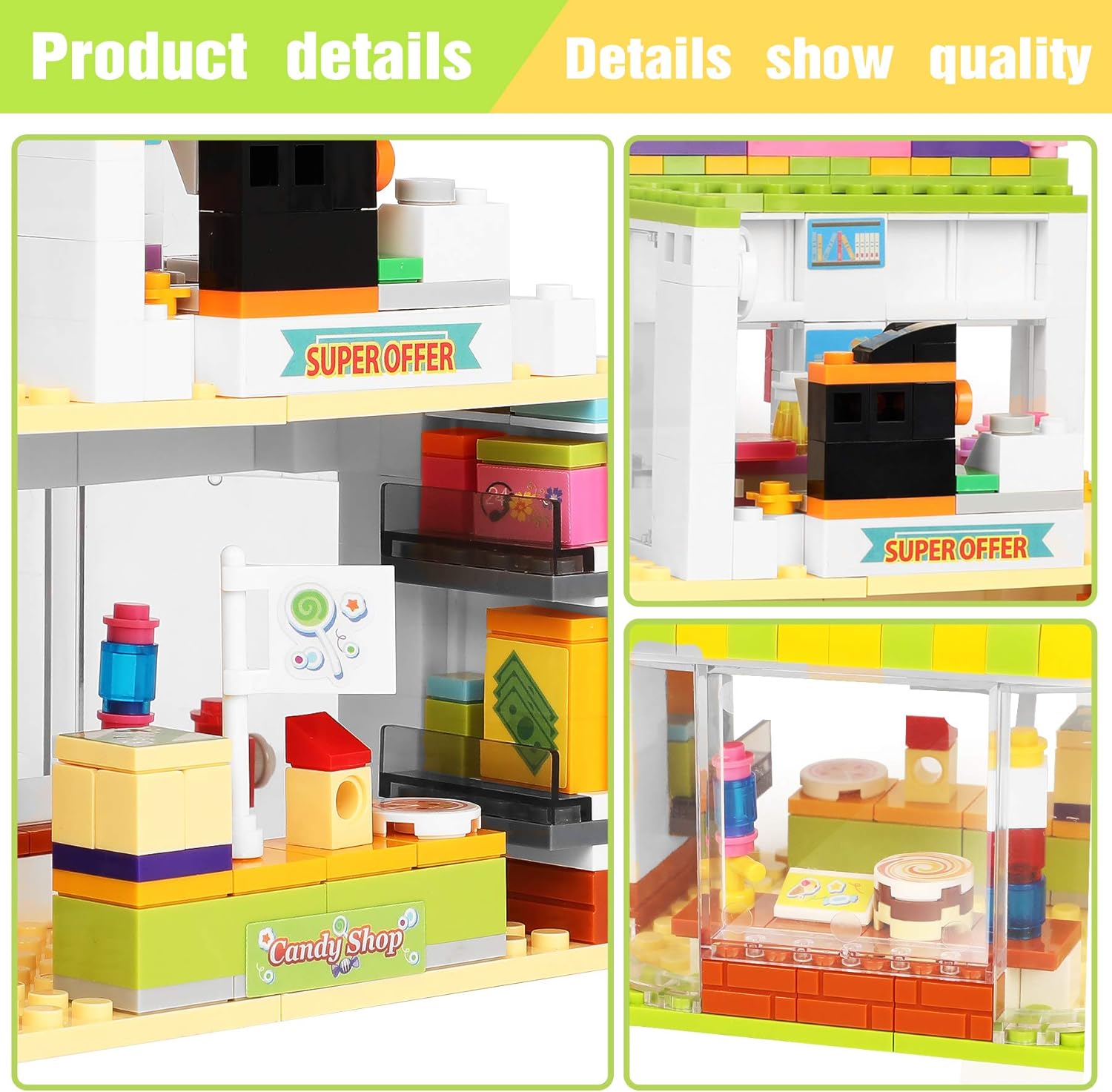 Exclusive 1294 Pieces Stylish Hair Salon Fun, Shopping Supermarket Creative Building Blocks Toy Set - Portable Storage Box with Base Plates Lid - Learning and Roleplay Present Gift for Kids Girls Boys Ages 6-12