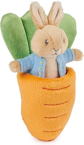 Miniatura 3 de GUND Beatrix Potter 2 en 1 Peter Rabbit con zanahoria juego de peluche, conejo de peluche para edades de 1 año en adelante, naranjaazul, 7 pulgadas