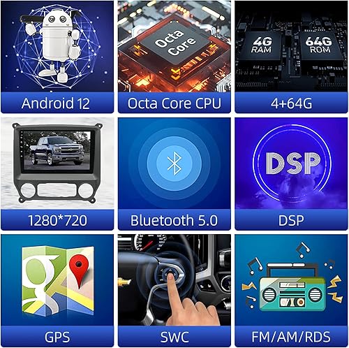 Miniatura 3 de CZSWCH Radio estéreo Android 12 para Chevrolet Silverado y GMC Sierra (2014-2018). Pantalla IPS de 10 pulgadas Octa Core 4GB+64GB Carplay