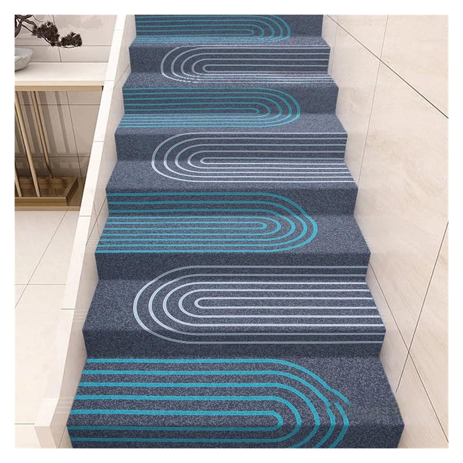 Alfombra para escaleras: rollo completo anticolisión con almohadillas de microfibra