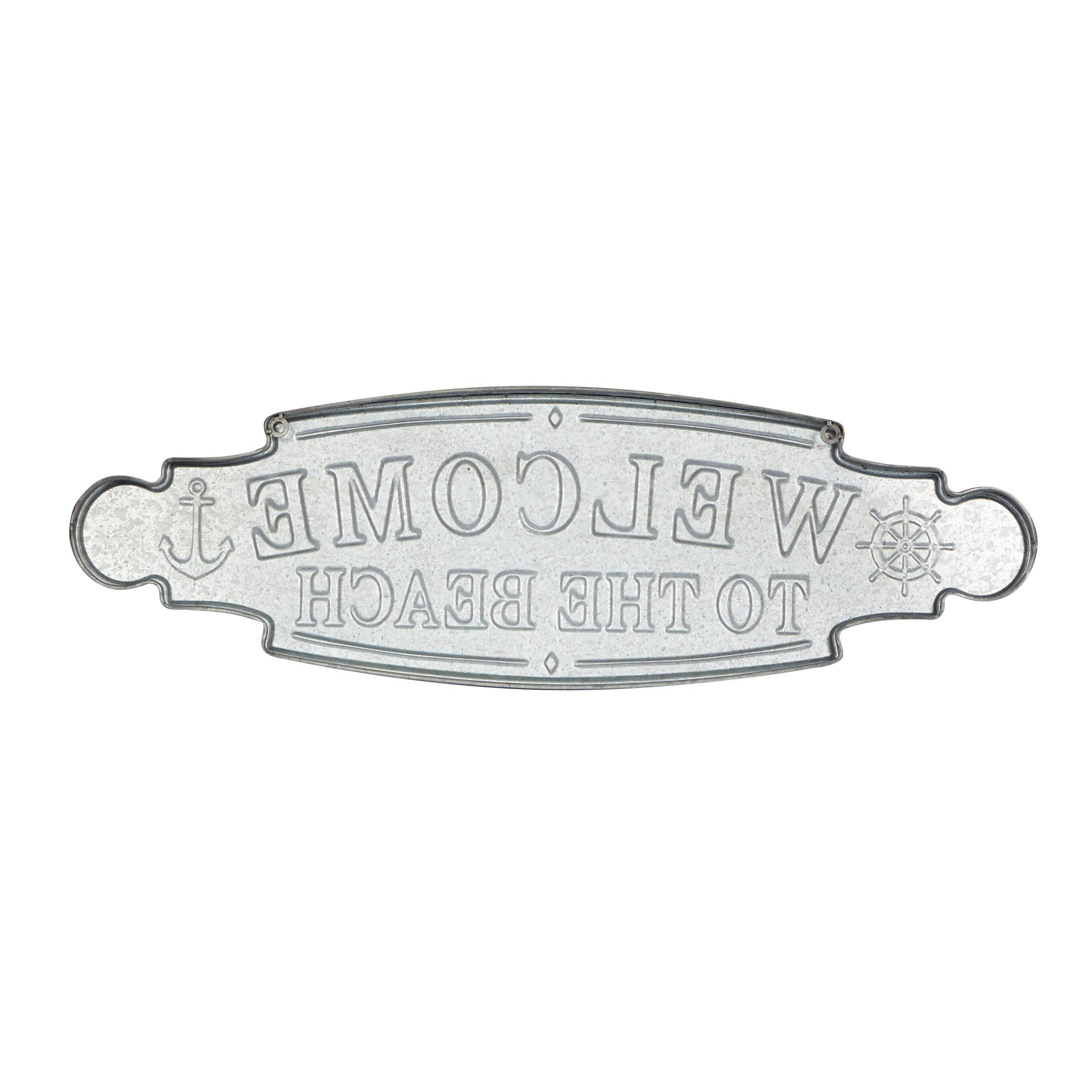 Deco 79 Letrero de metal con texto en inglés "Welcome to the Beach", 36 x 2 x 11 pulgadas, color azul