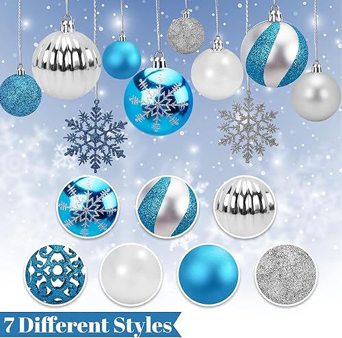 Miniatura 3 de DomeStar 100 adornos de bolas de Navidad, adornos para árbol de Navidad, bolas inastillables con purpurina, copos de nieve para árbol de Navidad,