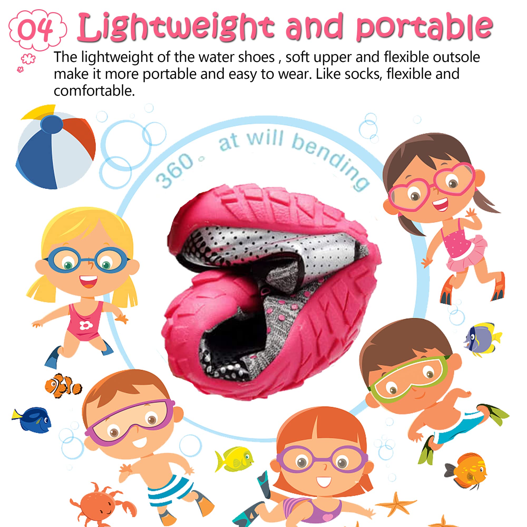 Maxome Chaussures Aquatiques pour Enfants garçons et Filles Chaussures de Plage pour Enfants Chaussures de Natation Séchage Rapide Légères pour Le Surf et la plongée, 29-36 EU