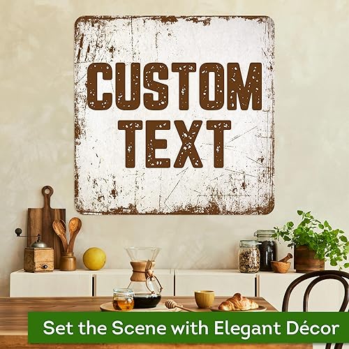 Miniatura 1137 de My Sign Center - Letrero personalizado, 11 colores de fuente, 13 estilos de fuente, 4 opciones de agujero, 22 tamaños, 8 x 32 pulgadas, sin óxido,