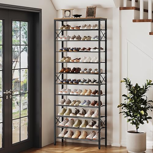 Miniatura 2 de Zapatero de 12 niveles, organizador de almacenamiento de zapatos de gran capacidad con capacidad para 48 pares, resistente y estable, para entrada,