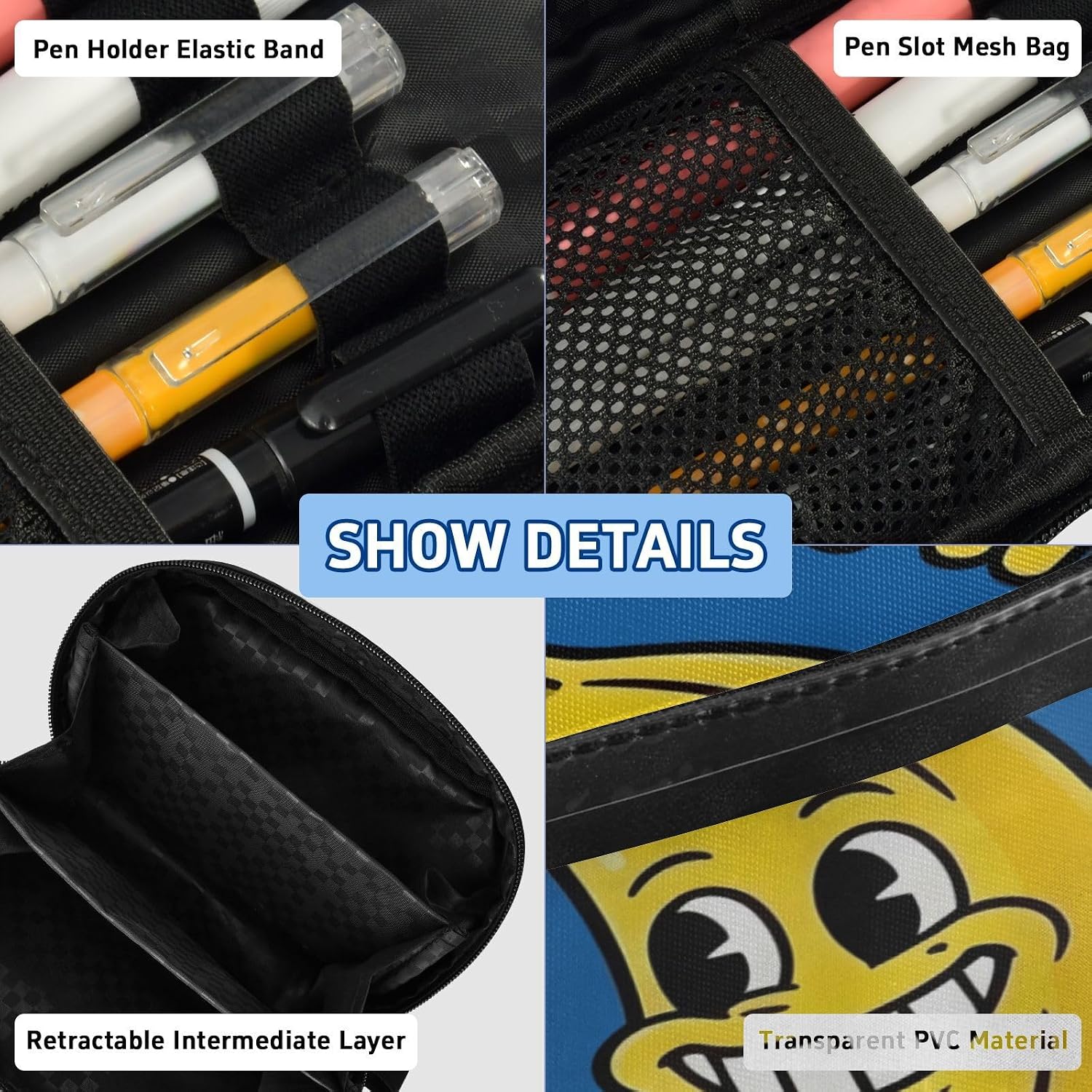 ALAZA Chicken Banana(13) Large Capacity Pencil Case, Aesthetic Stationery Organizer Bag with Clear PVC Window, High Capacity Pen Pouch with Dividers for School Office Travel image 4