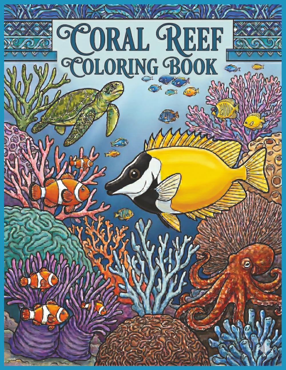 Coral Reef Coloring Book: Detailed Underwater Designs, featuring over 50 marine animals