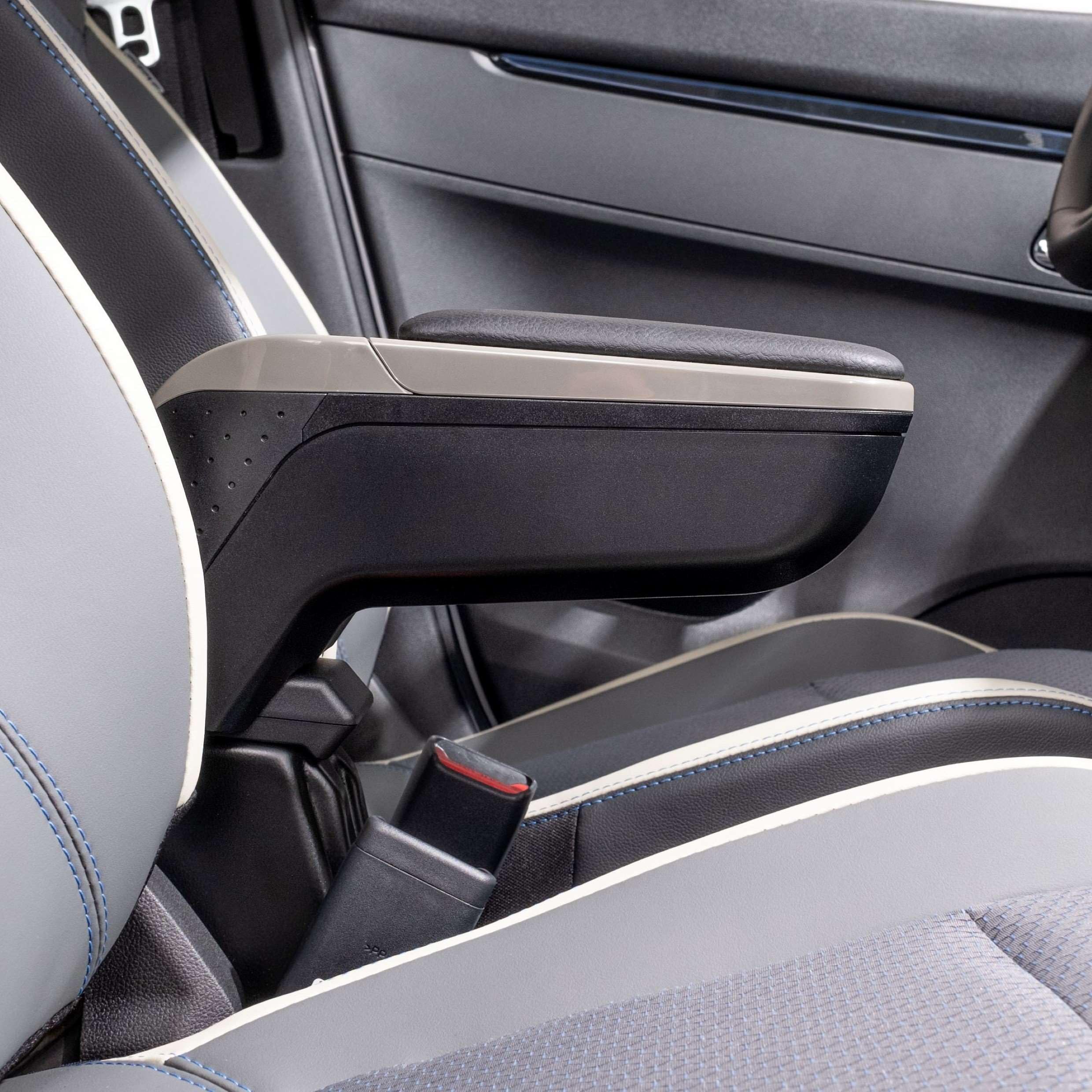 Rati Armster 2 Accoudoir adapté pour TOYOTA AYGO X HYBRID 2026- [gris,cuir végane] avec rangement pouvant être installé ultérieurement