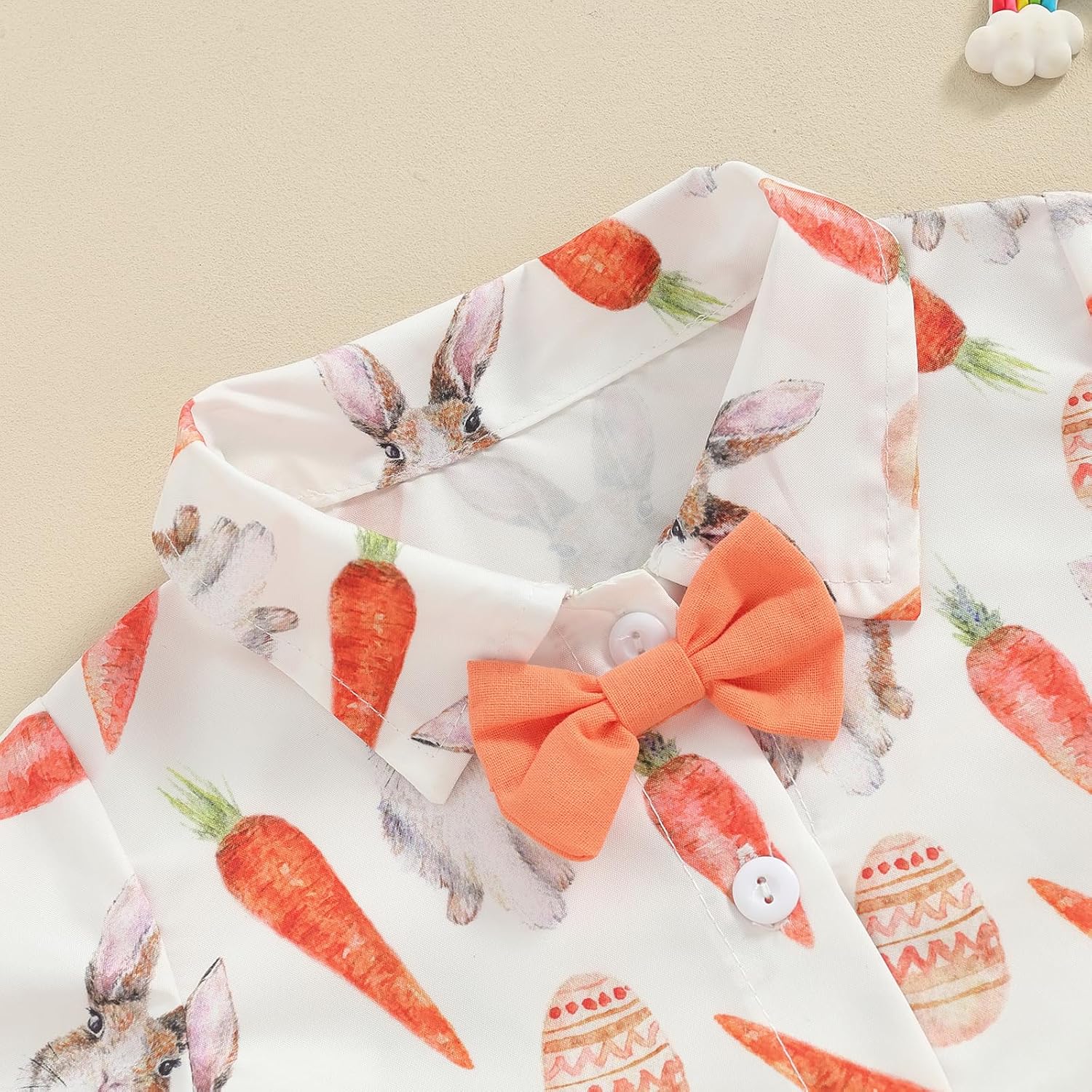 Gaono Toddler Baby Boy Summer Clothes Set Easter Bunny Short Sleeve Button Down Shirt And Shorts Gentleman Suit Outfits